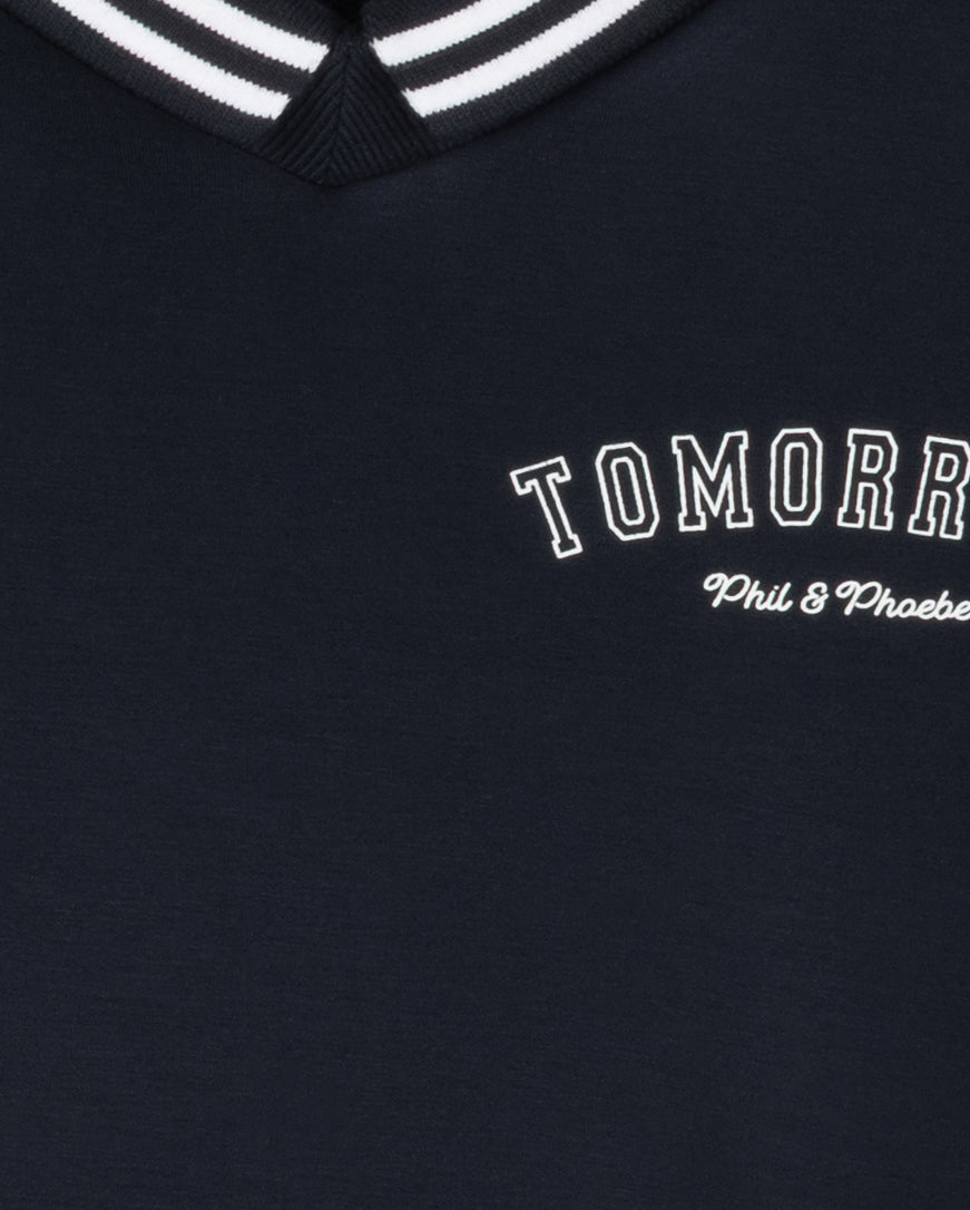 Tomorrow Print Collared Sweatshirt