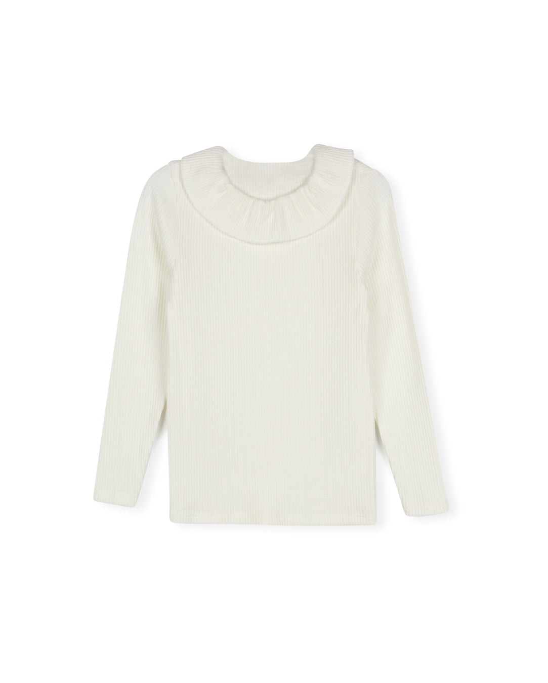 Ruffled Collar Ribbed T-shirt