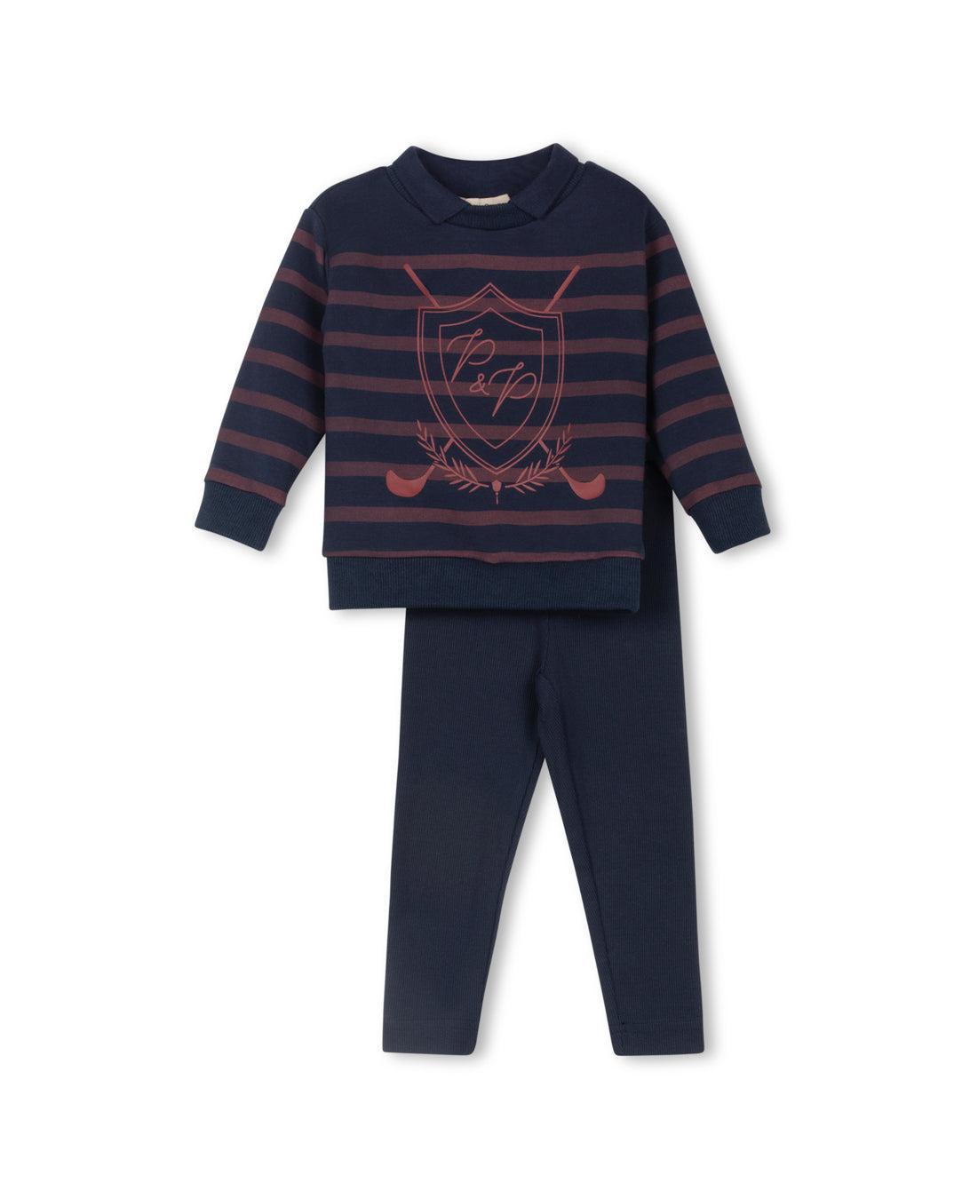 Tema Embroidered Emblem Sweater Set
