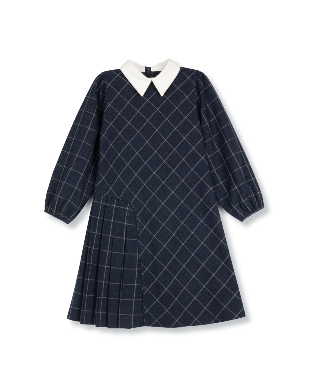 Wool Collared Side Pleat Dress