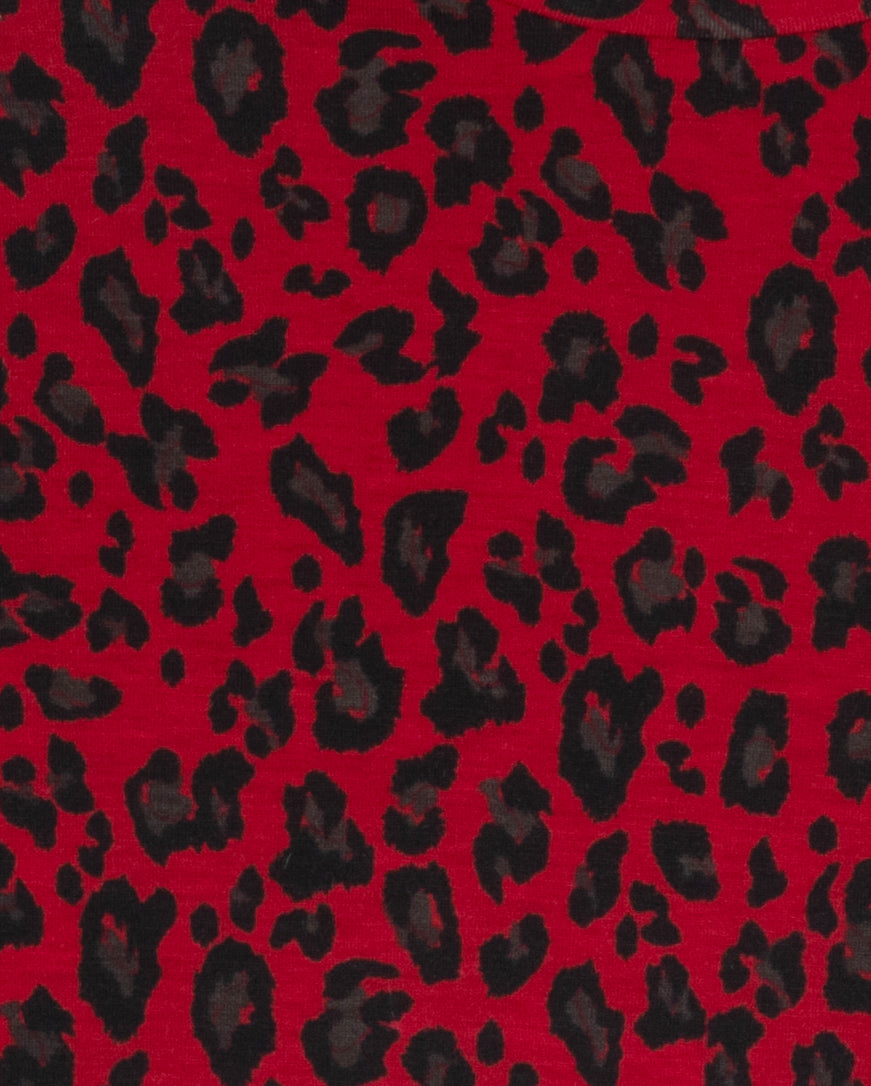 Leopard Printed Fitted Mock Neck