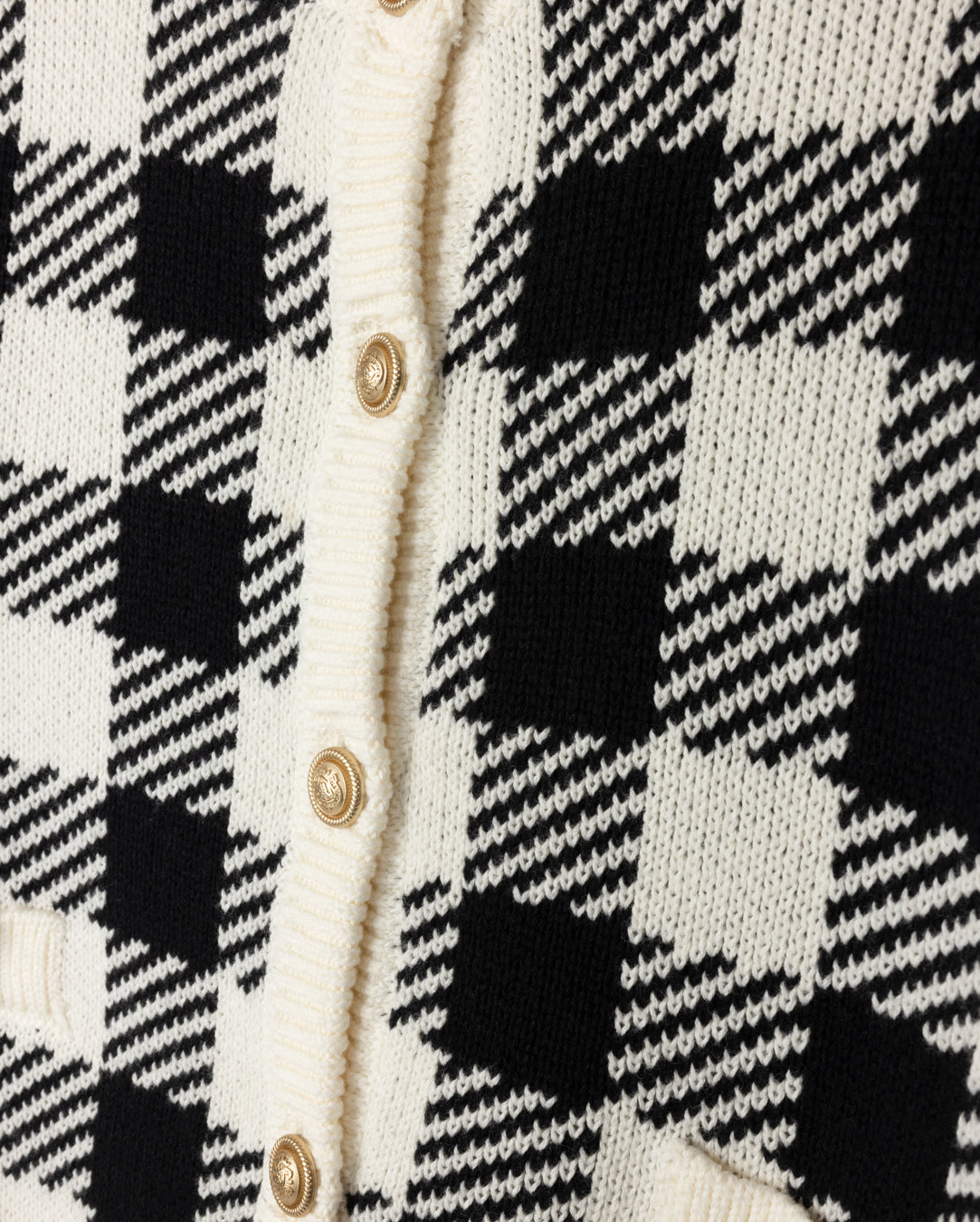 Knit Plaid Button Cardigan