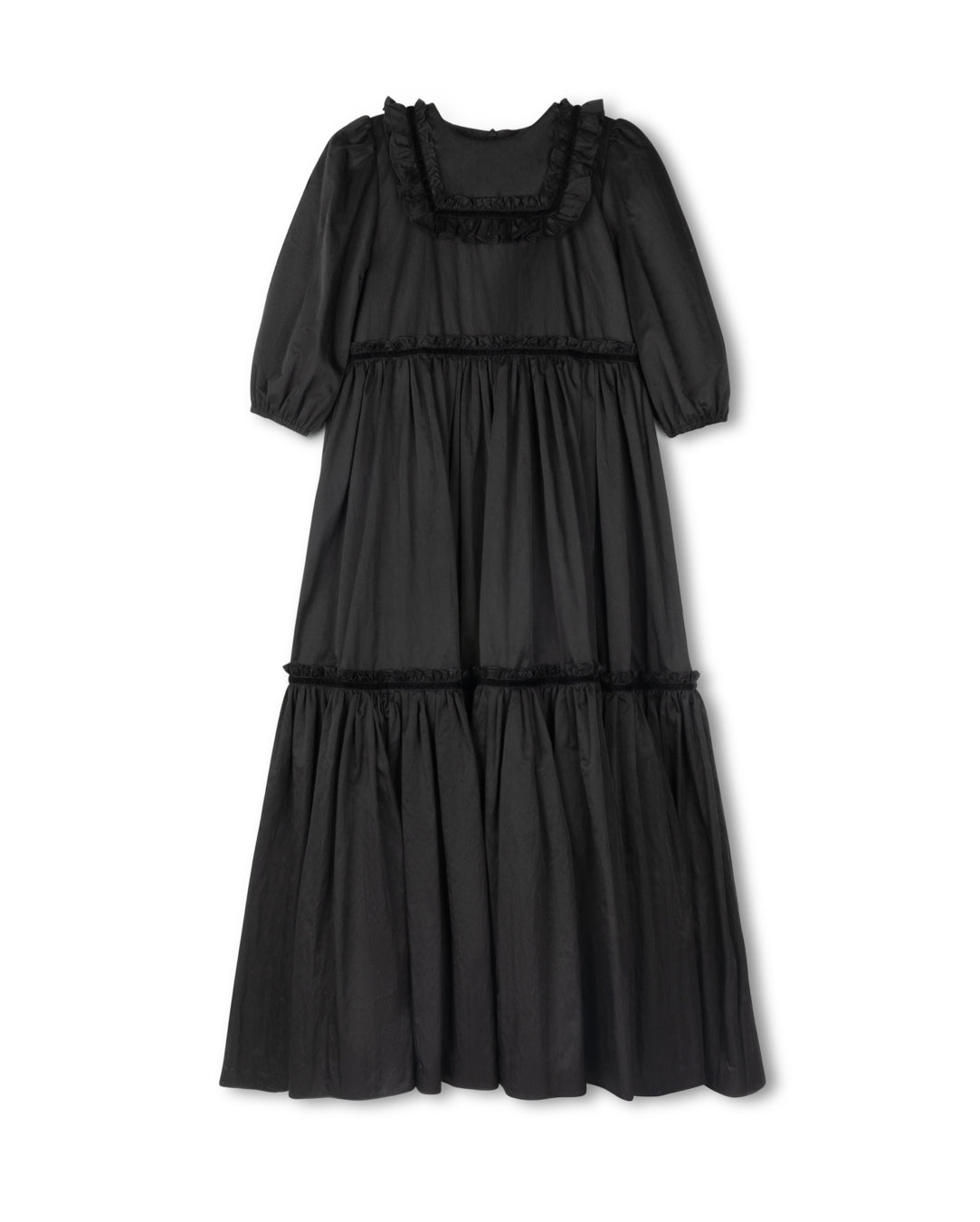 Taffeta Tiered Ankle Gown