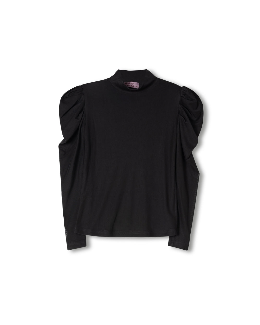 Mesh Puff Sleeve Turtleneck
