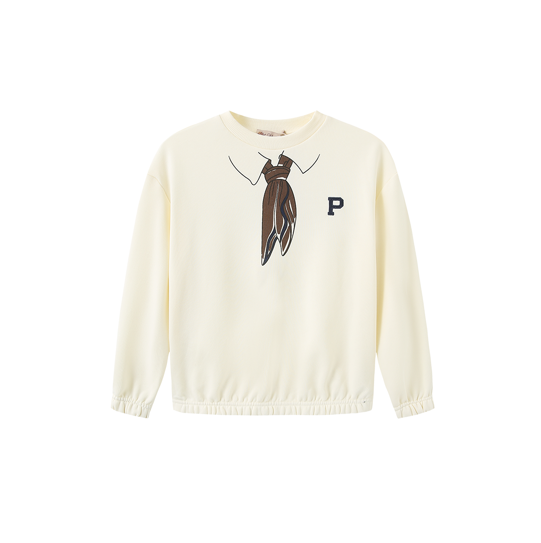 Tie Bow Printed Sweatshirt