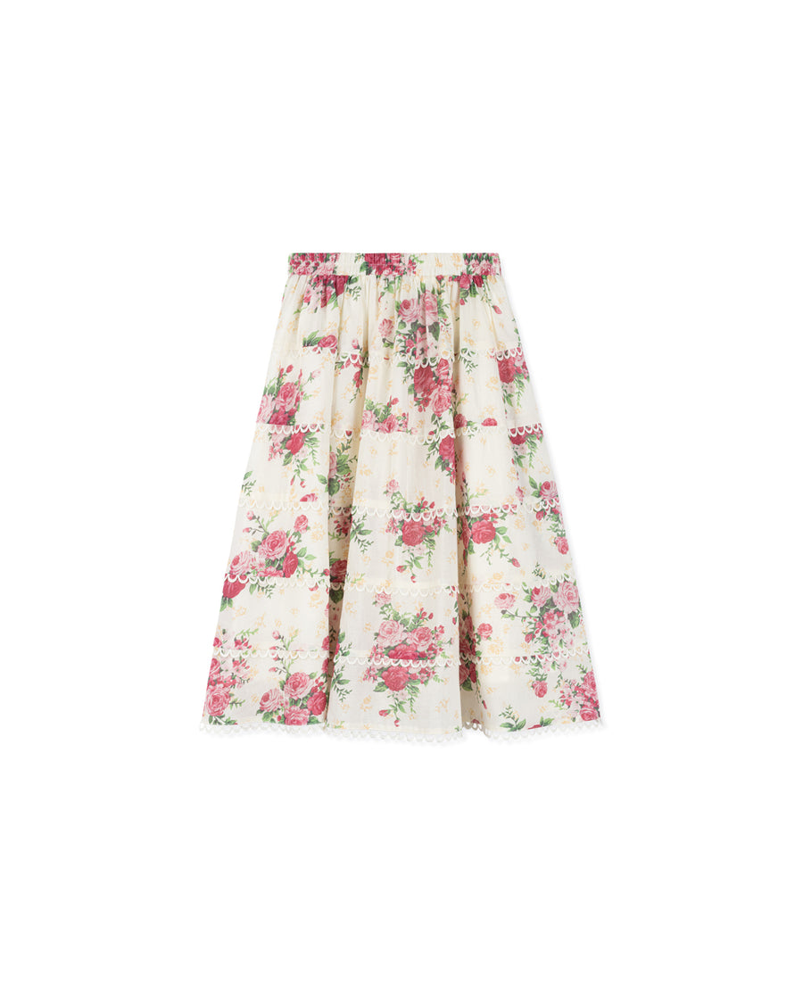 Gusmer - Floral Printed Scalloped Trim Skirt