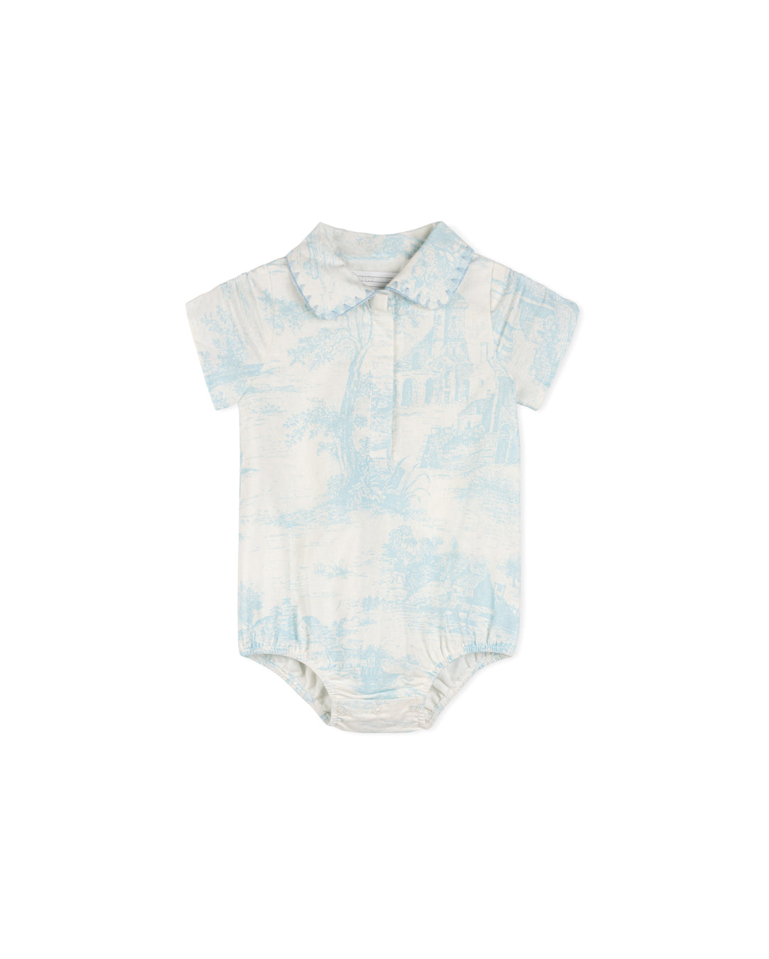 Linen Toile Stitch Detail Boy Romper