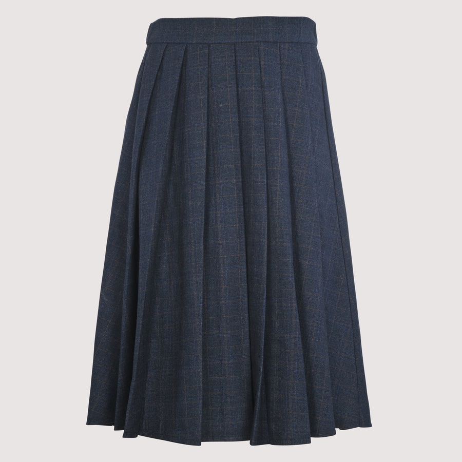 Plaid Heathered Pleated Skirt