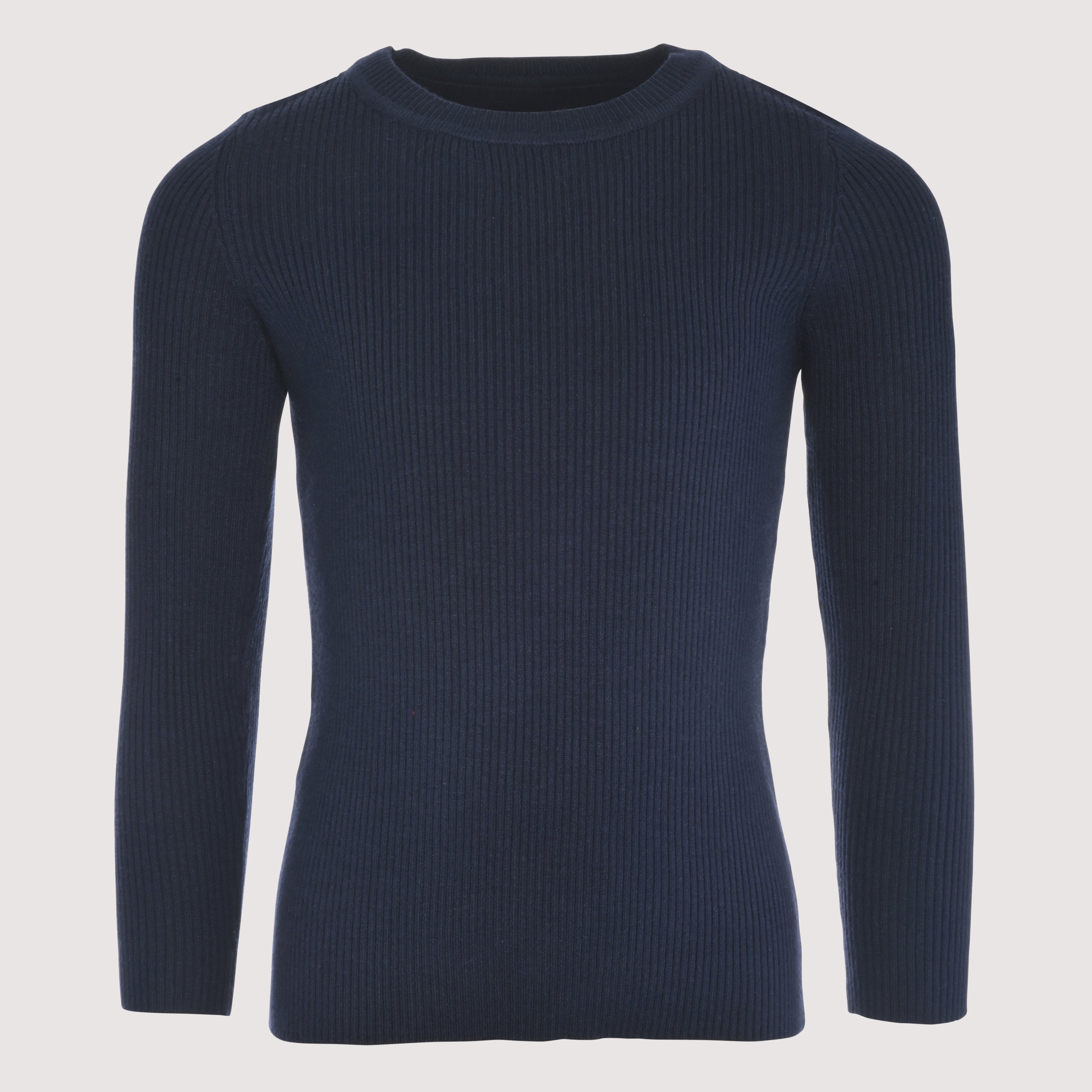 Ribbed Knit Crew Neck Sweater