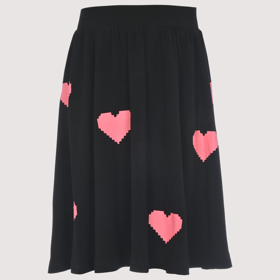 Ribbed Big Hearts Flare Skirt
