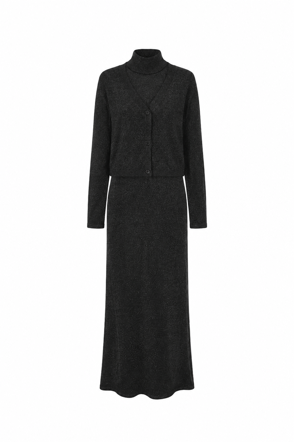 Mock Neck Shimmer Maxi Dress
