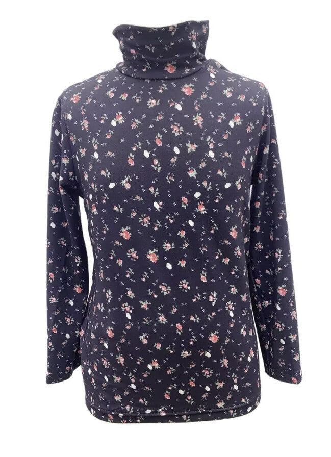 Rope - Floral Printed Modal Turtleneck