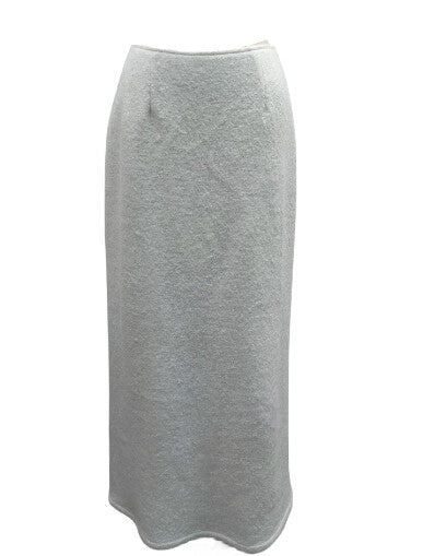 Textured Wool Straight Skirt