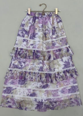 Reney - Printed Ruffle Midi Skirt