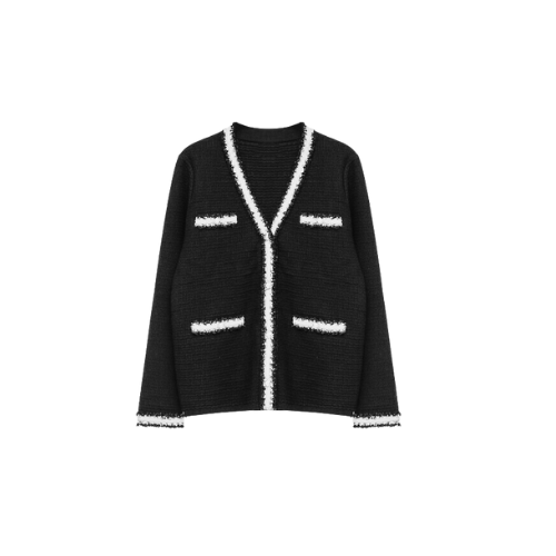 Knit Contrast Ribbon Cardigan