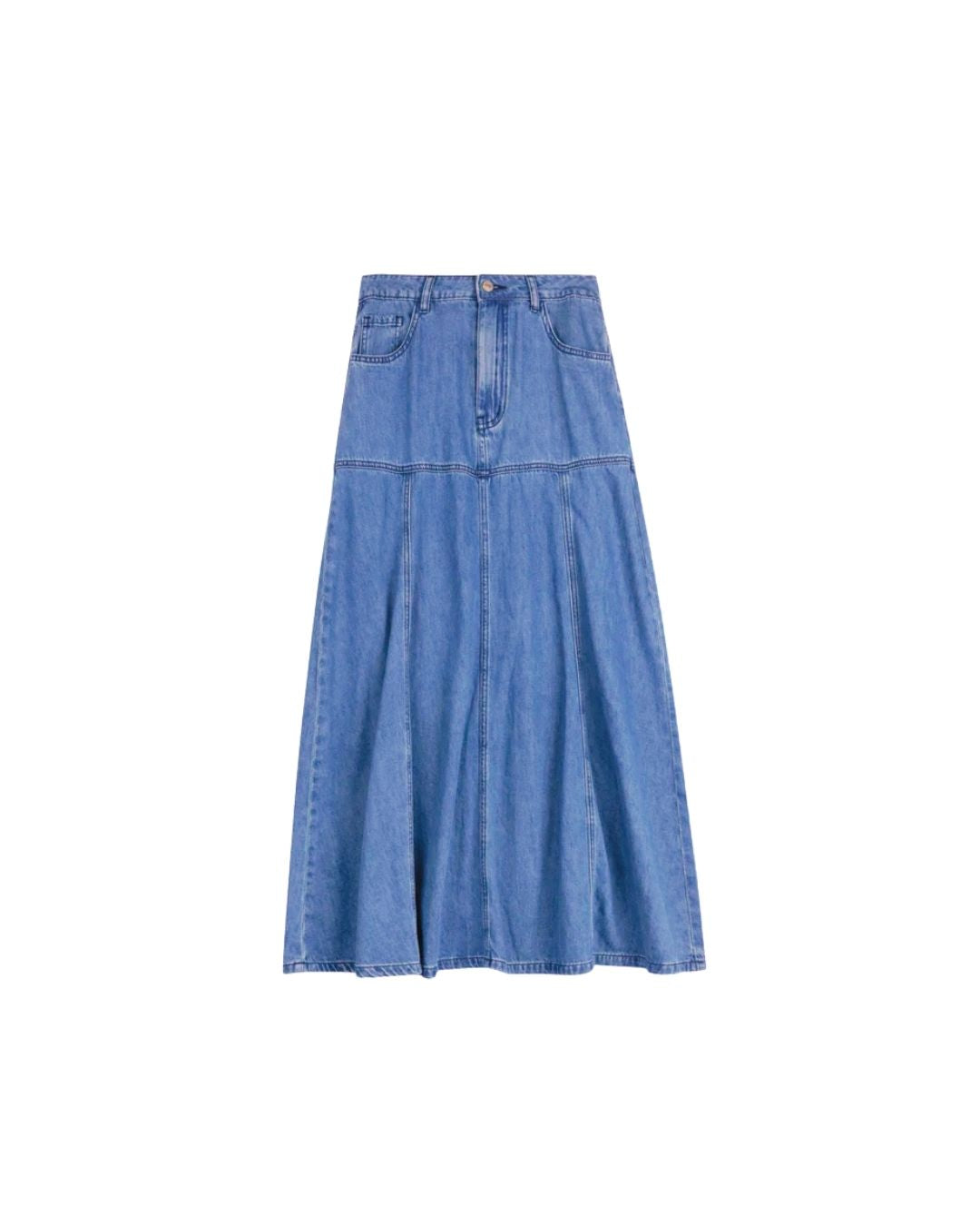 Denim Drop Waist Detailed Skirt