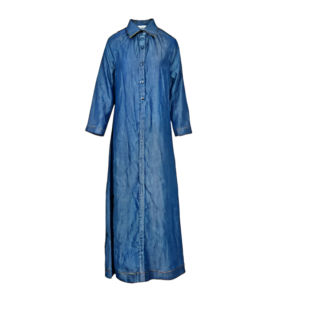 Chambray Button Front A-line Dress