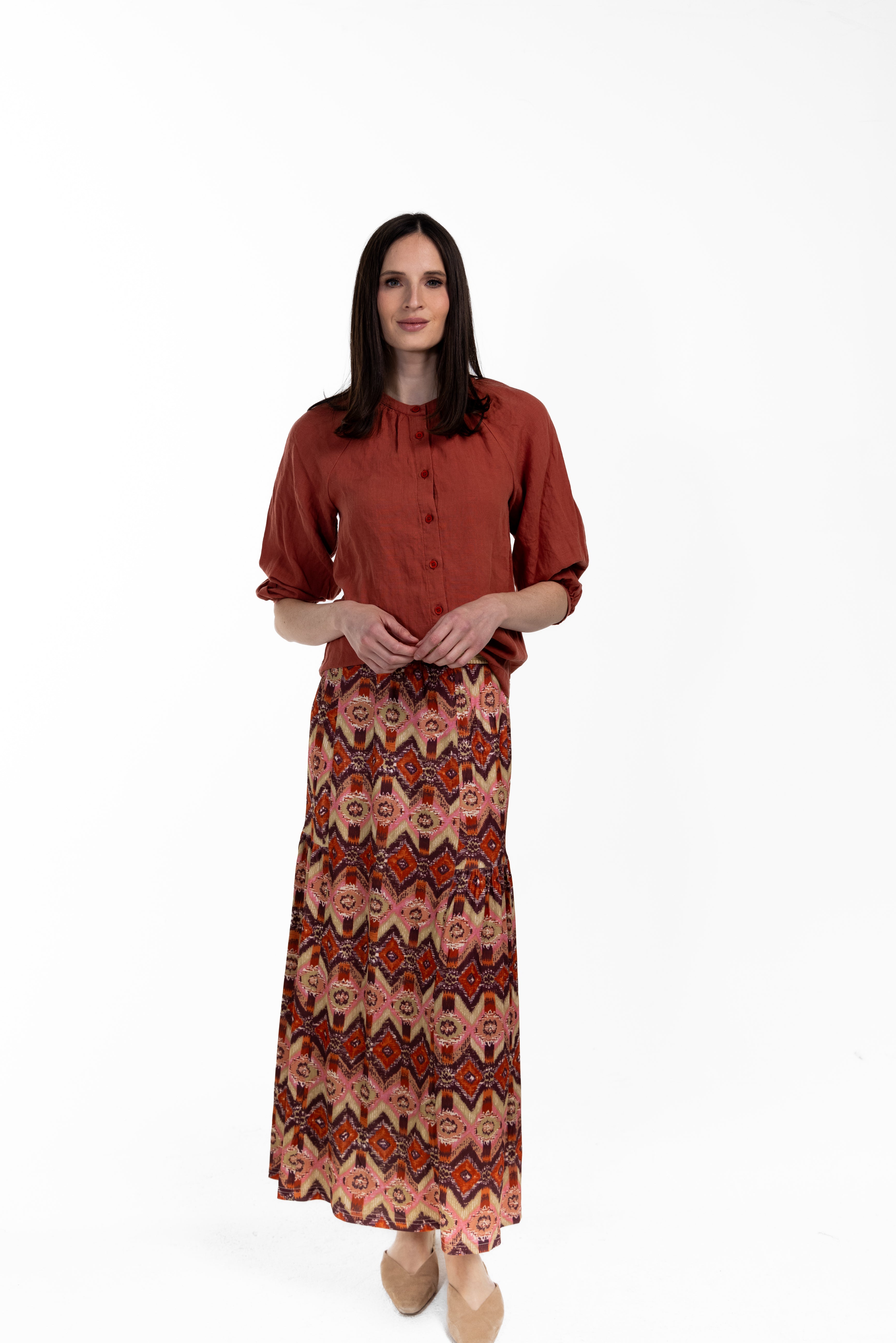 Elastic Waist Printed Jersey Skirt