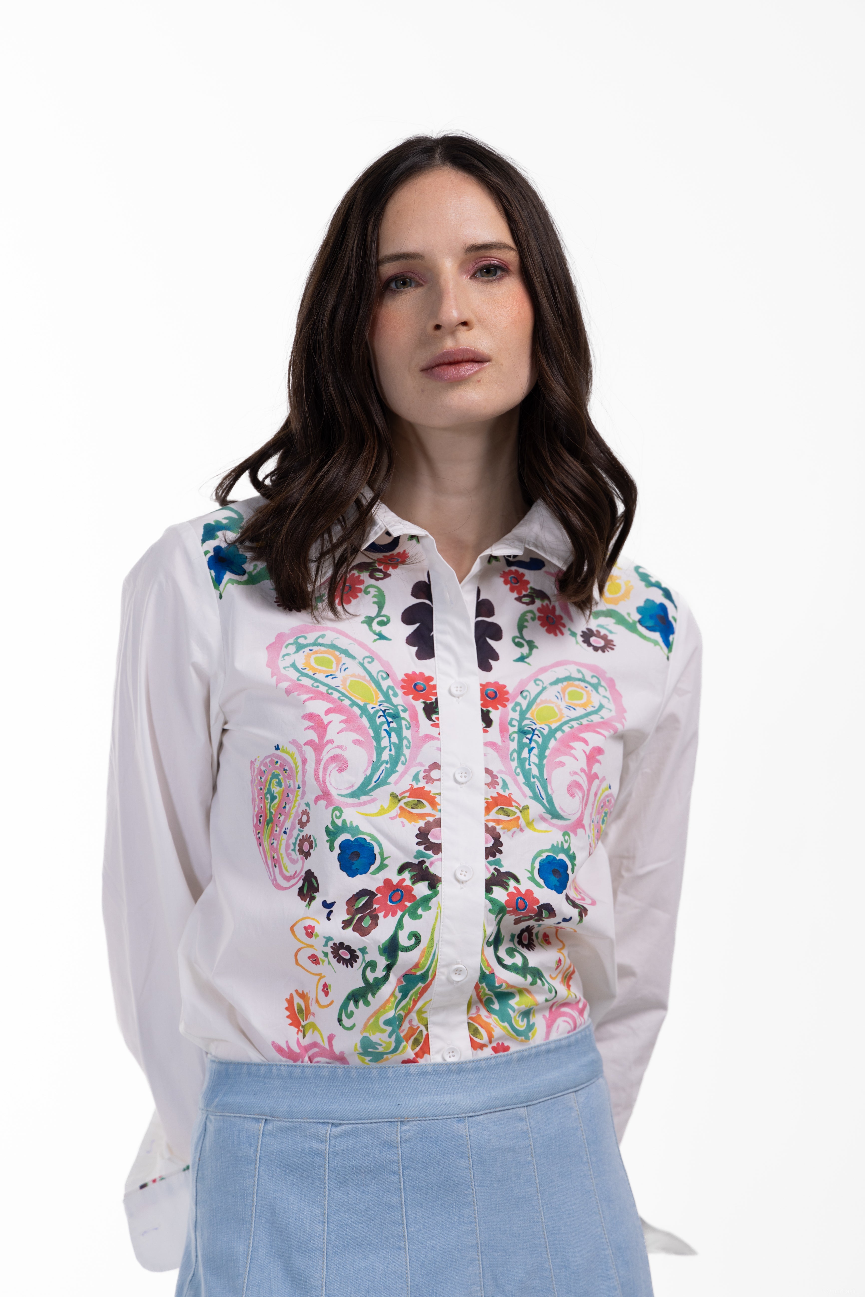 Embroidered Print Paisley Blouse