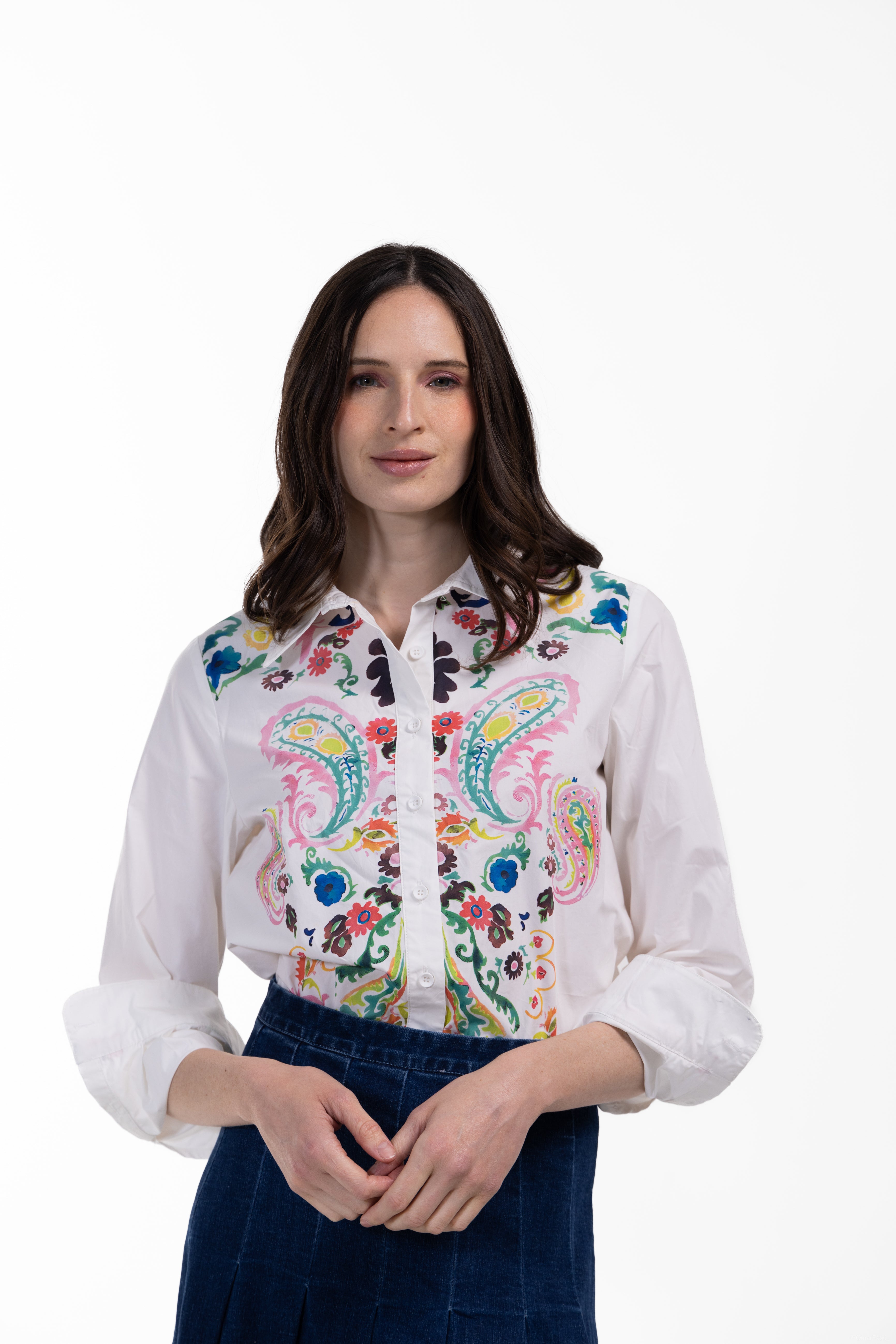 Embroidered Print Paisley Blouse