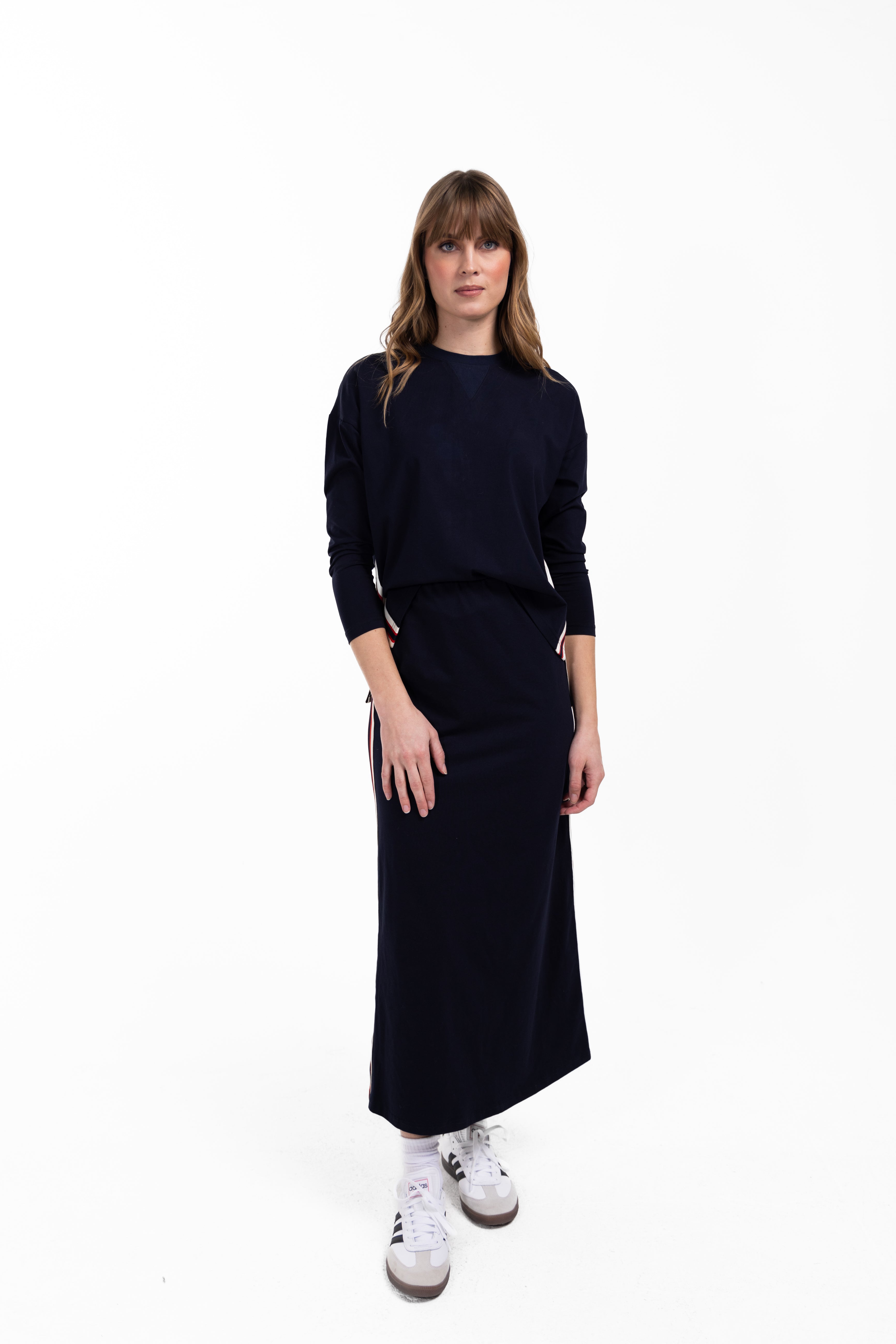 Senate Cotton Maxi Skirt With Sports Piping