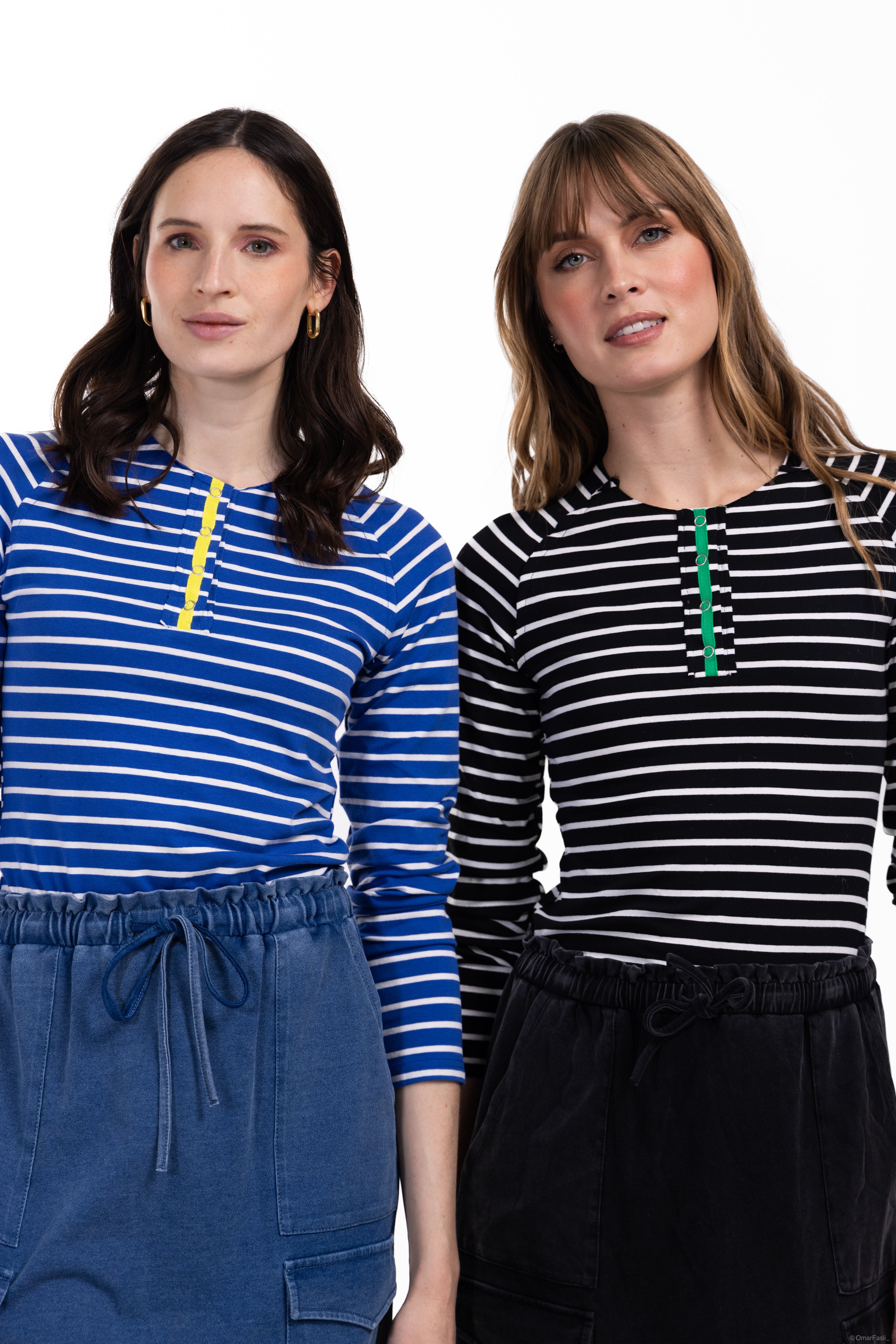 Striped Raw Placket T-Shirt