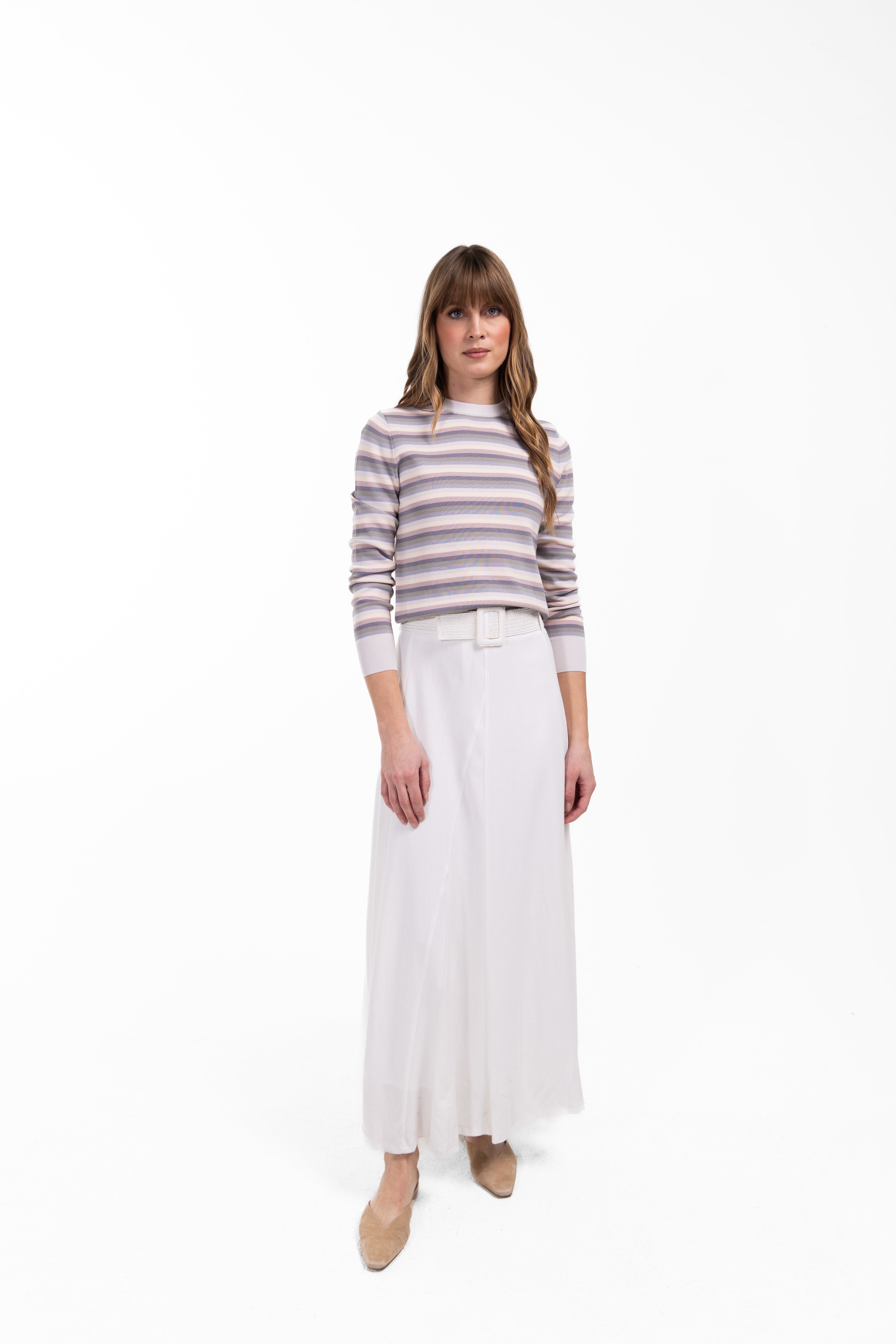 Raffia Belt Linen Skirt