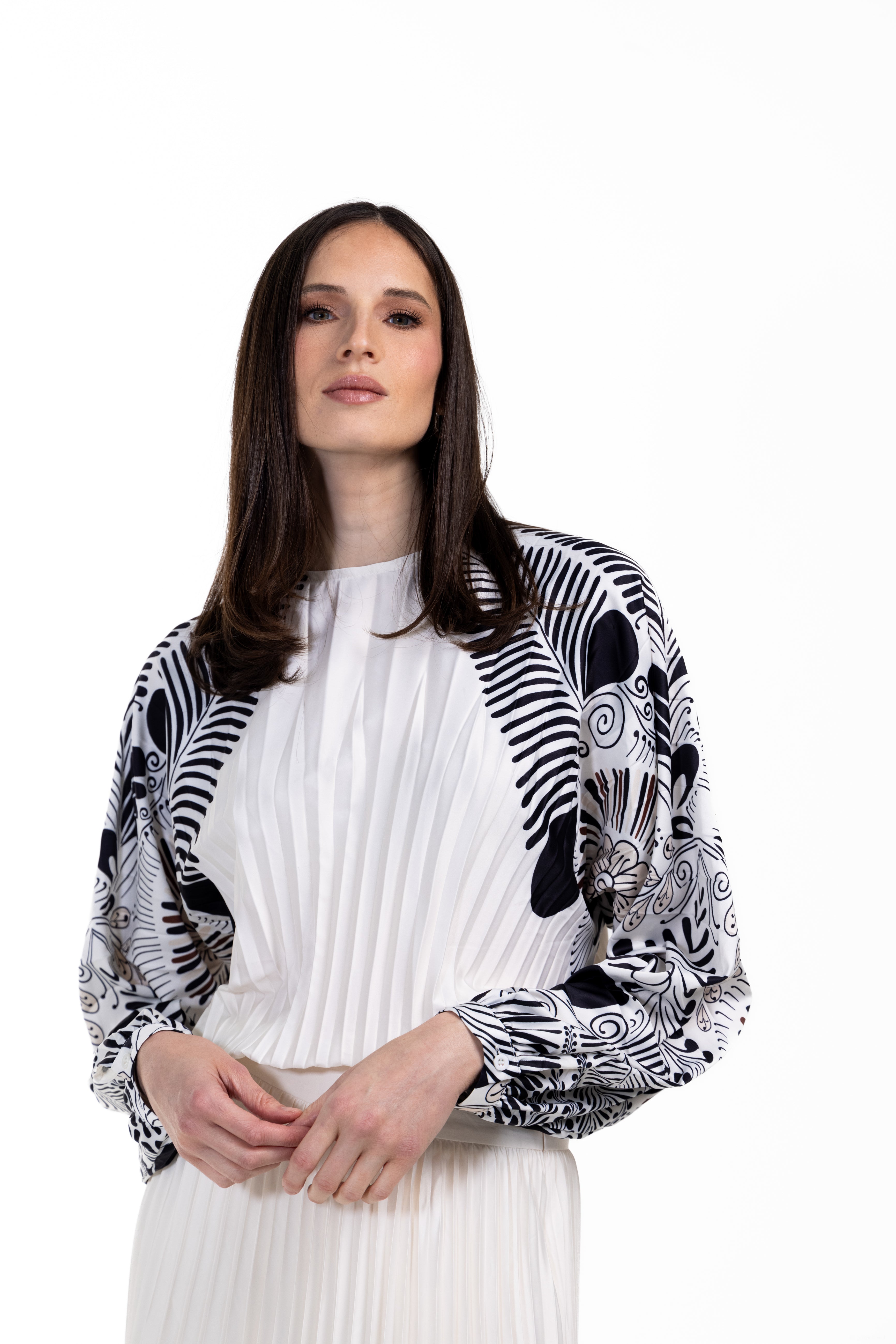 Malger Printed Silk Blouse