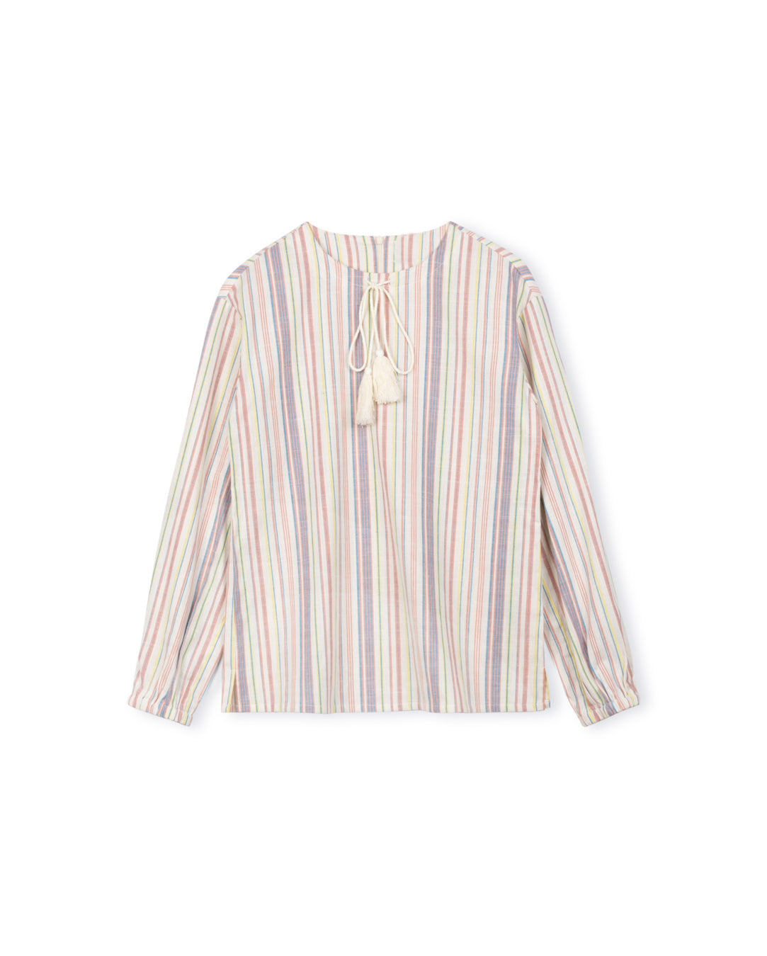 Tassel String Striped Linen Top