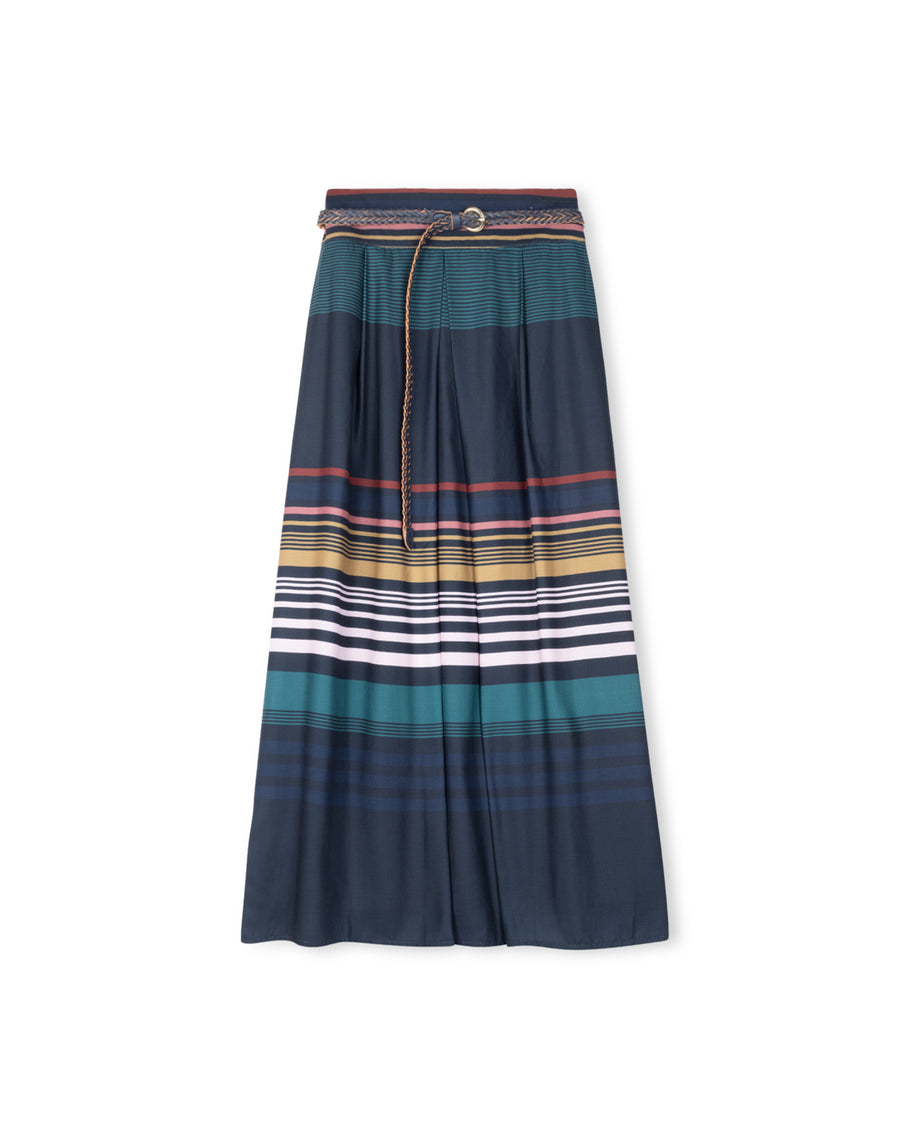 Linen Belt Waist Maxi Skirt
