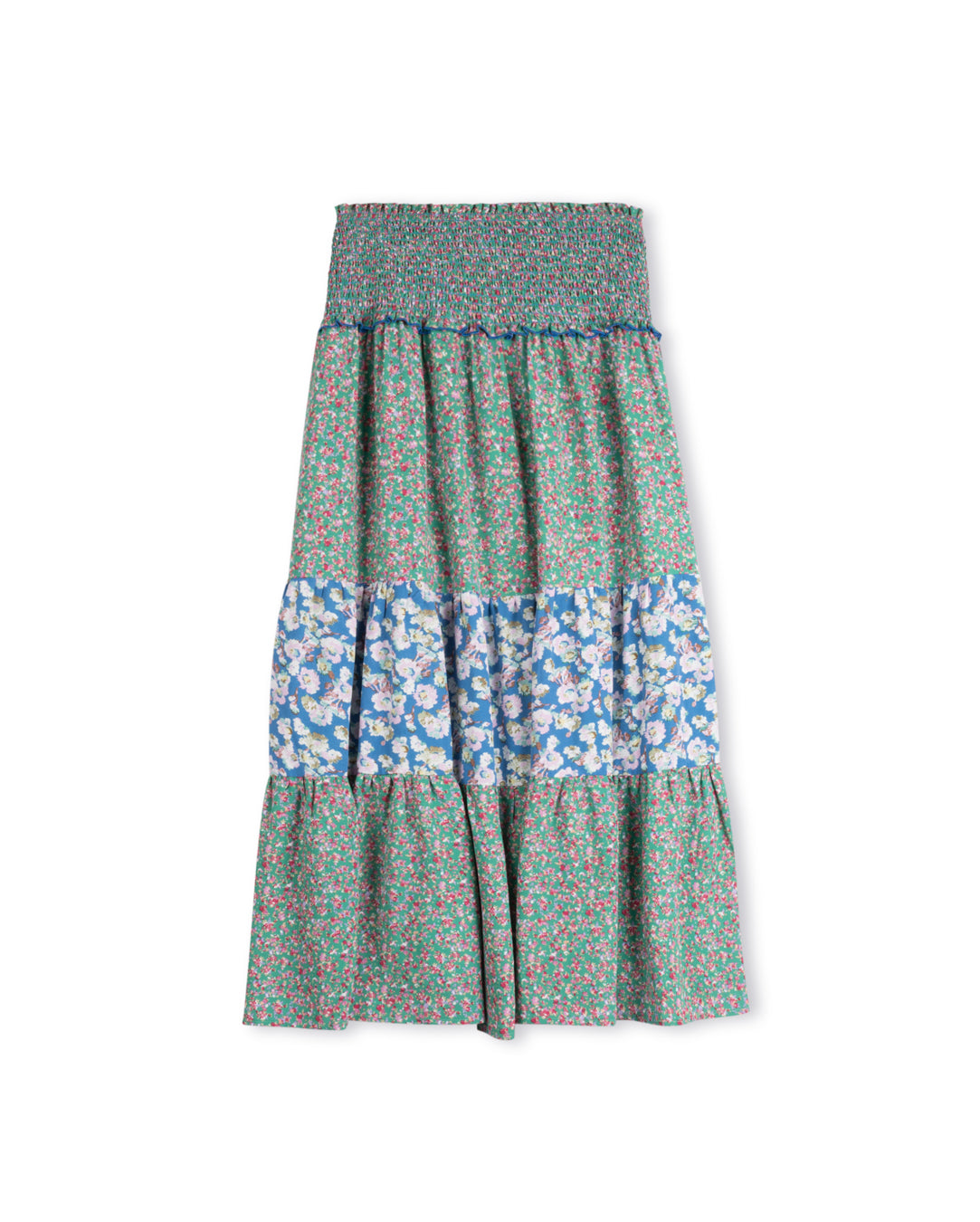 Smock Waisted Print Maxi Skirt