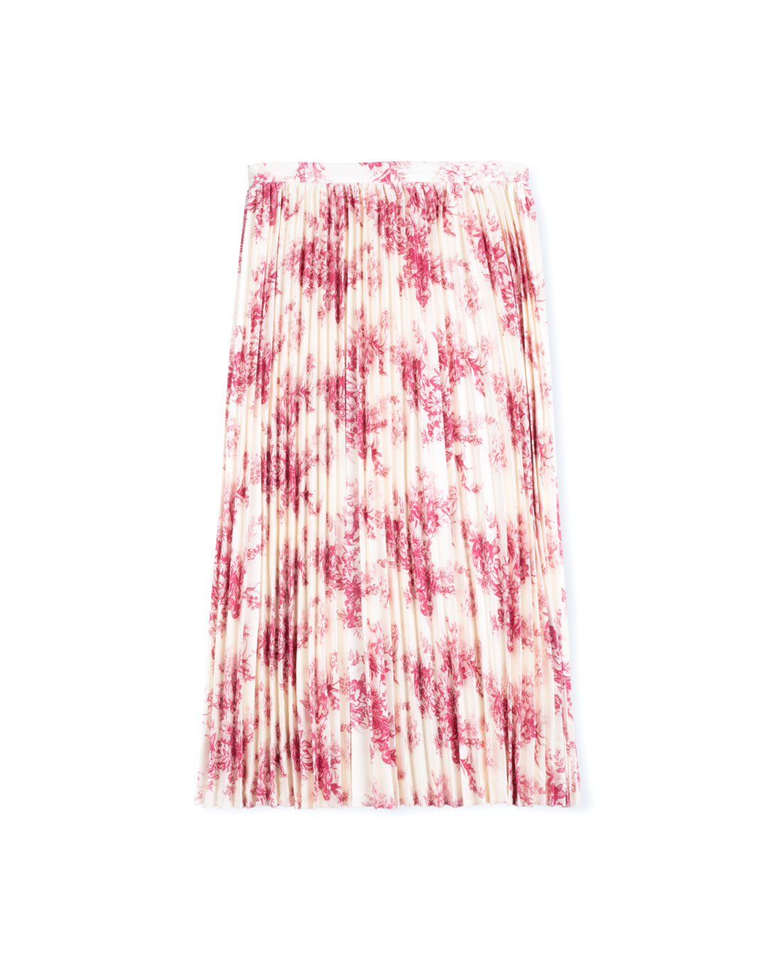 Printed Leaf Pleated Midi Skirt