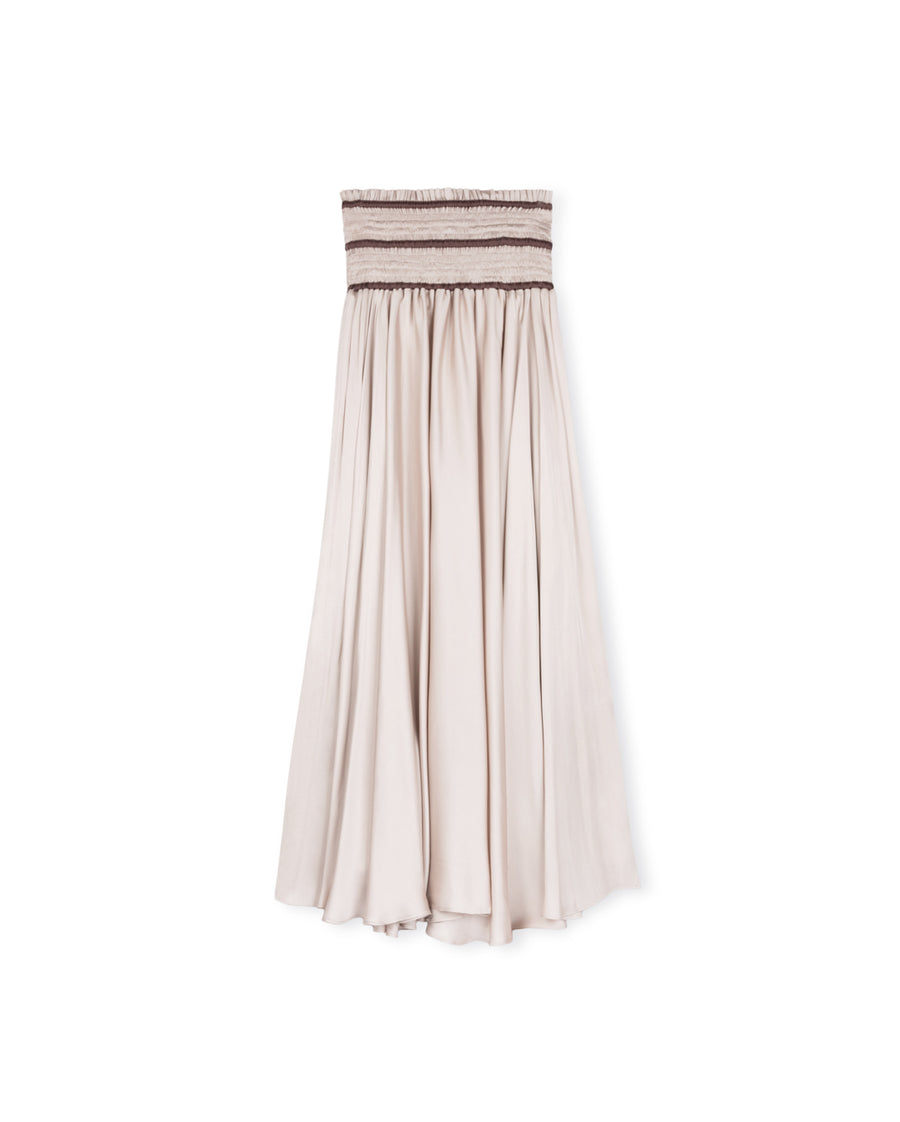 Erben Shirred Lace Detailed Flowy Maxi Skirt