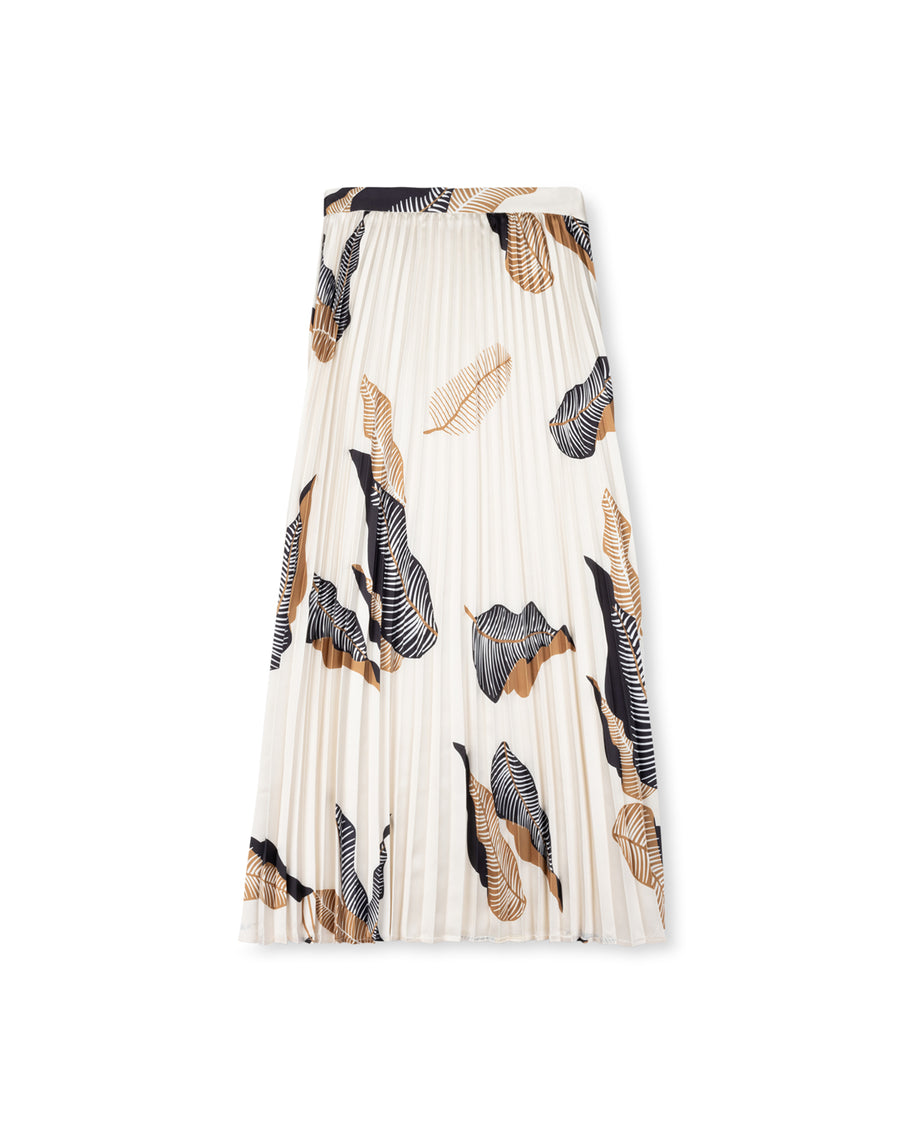 Feather Printed Pleated Skirt