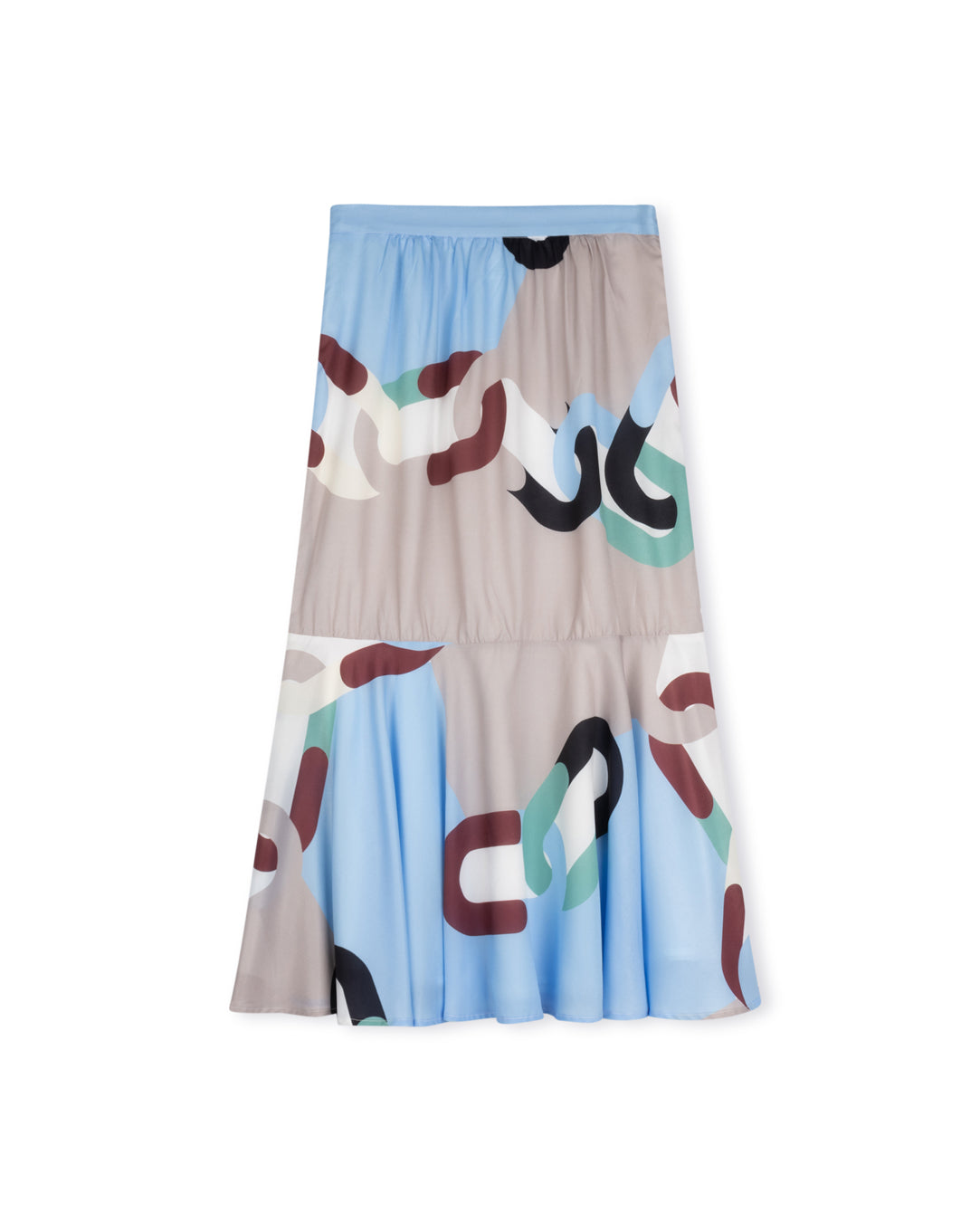 Large Chain Print Flowy Midi Skirt