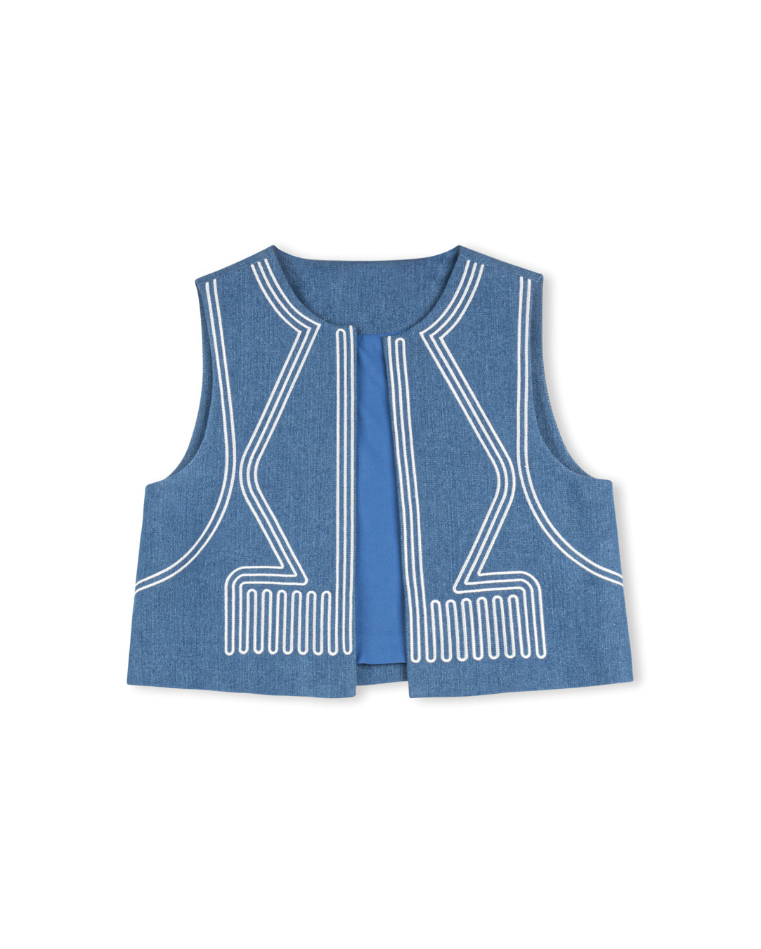 Stitched Detailed Crop Vest