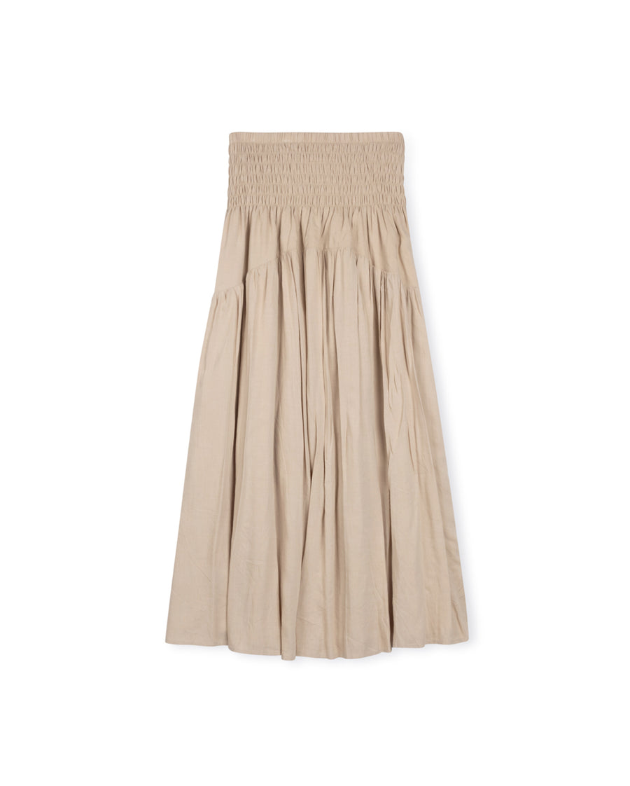 Smocked Waist Shirred Detail Skirt