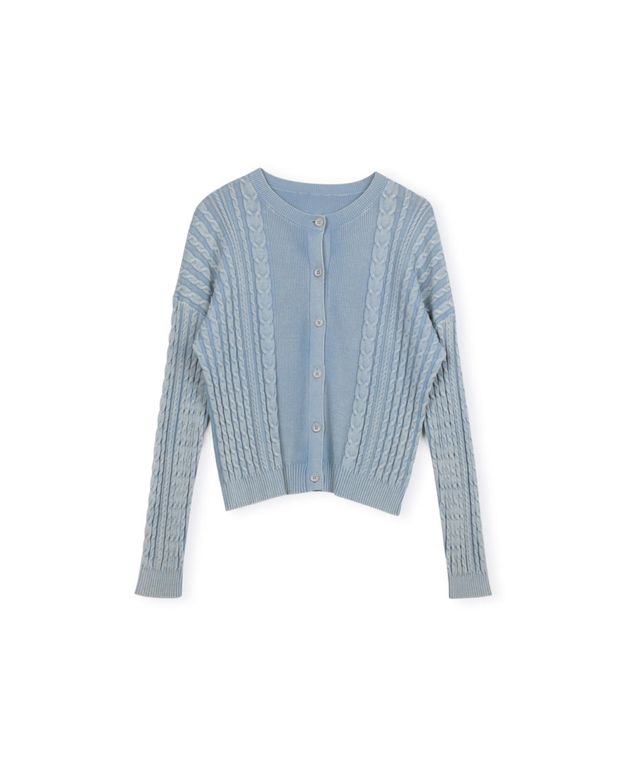 Cable Knit Faded Look Cardigan