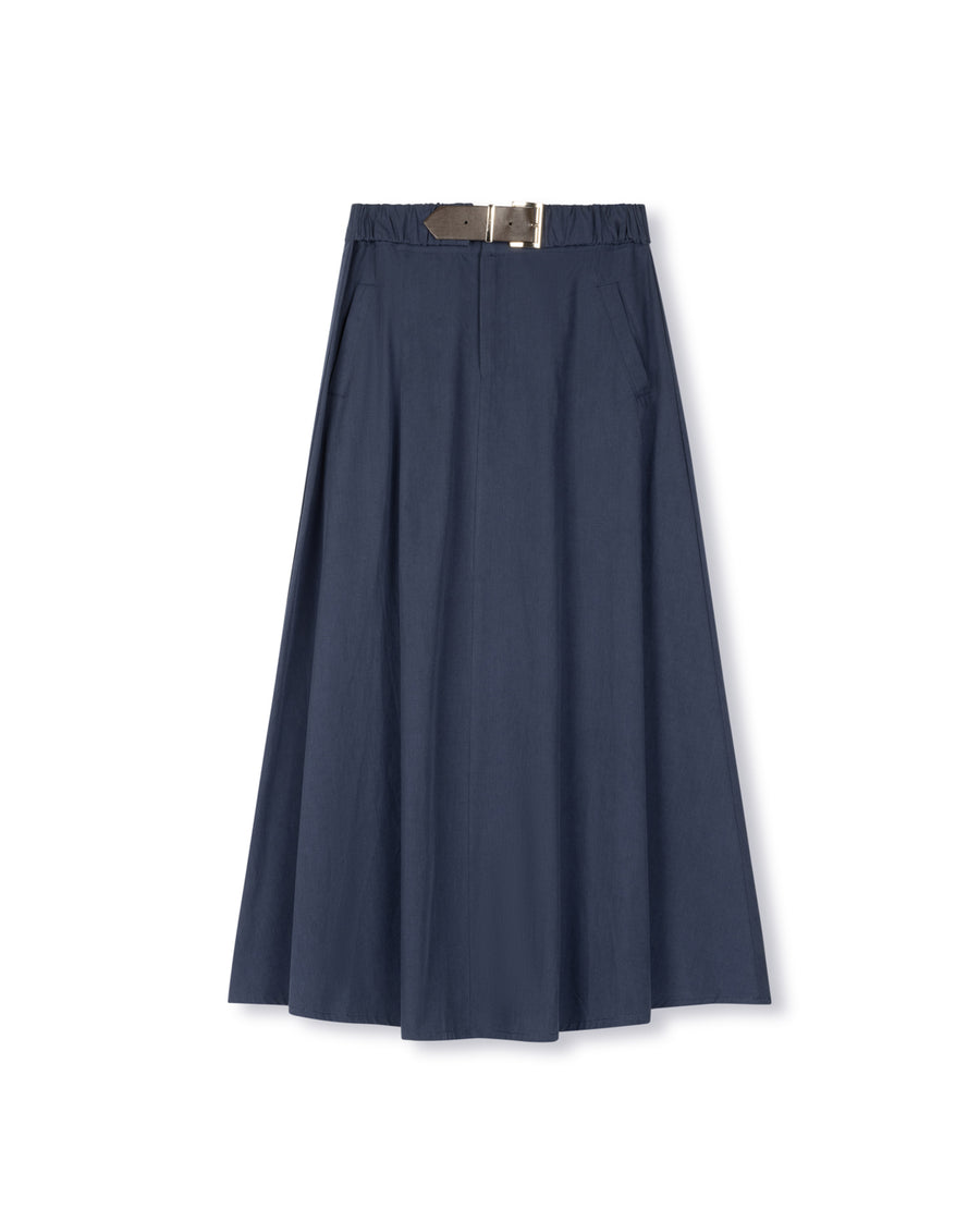Thin Poplin Belt Detail Skirt