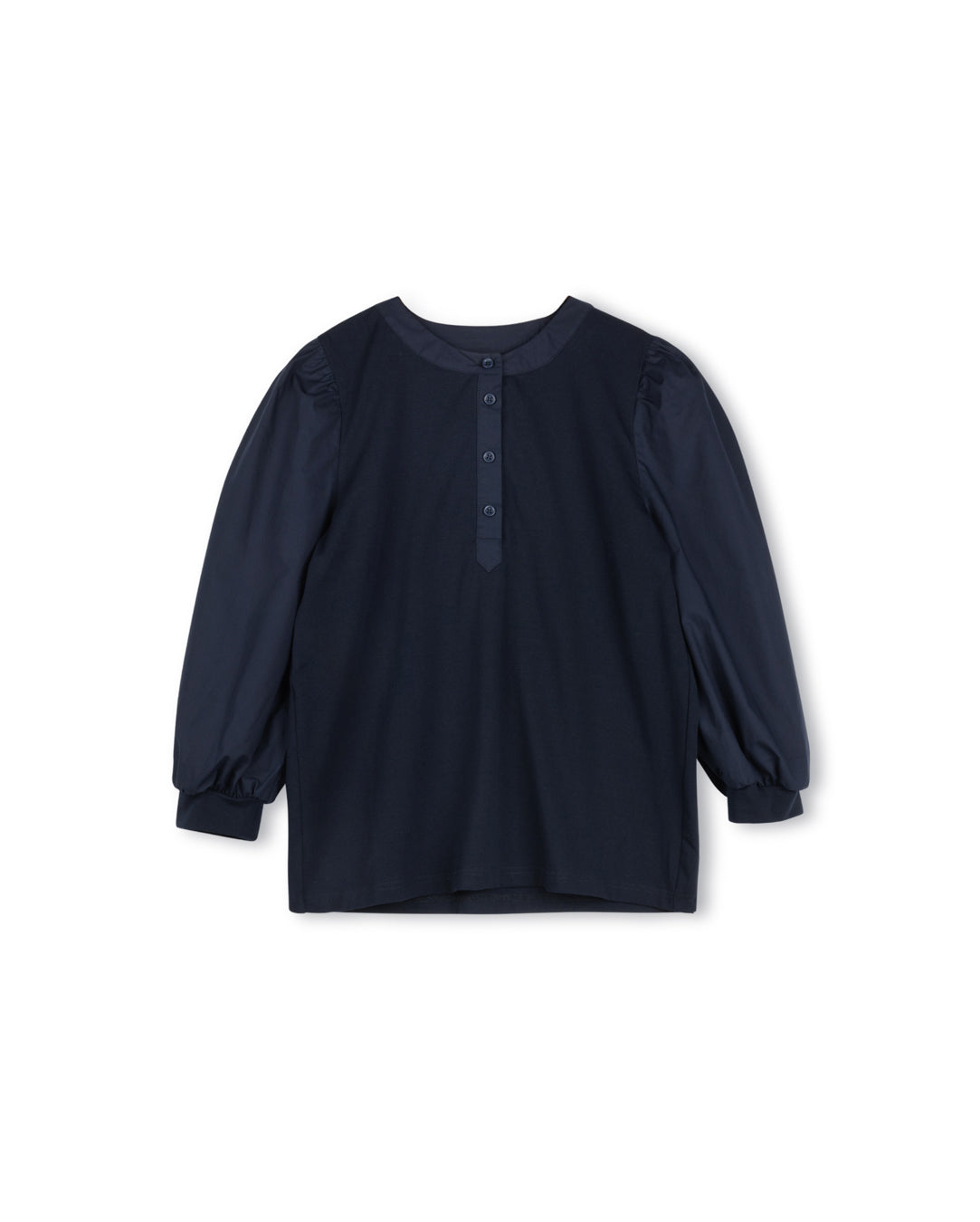 Henley poplin Sleeve Detailed T-shirt