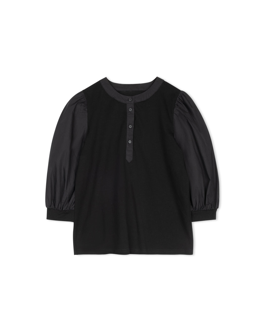 Henley poplin Sleeve Detailed T-shirt