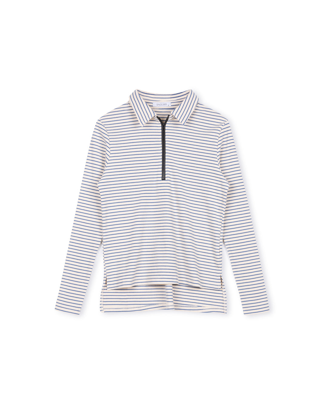 Zipper Detailed Striped Top