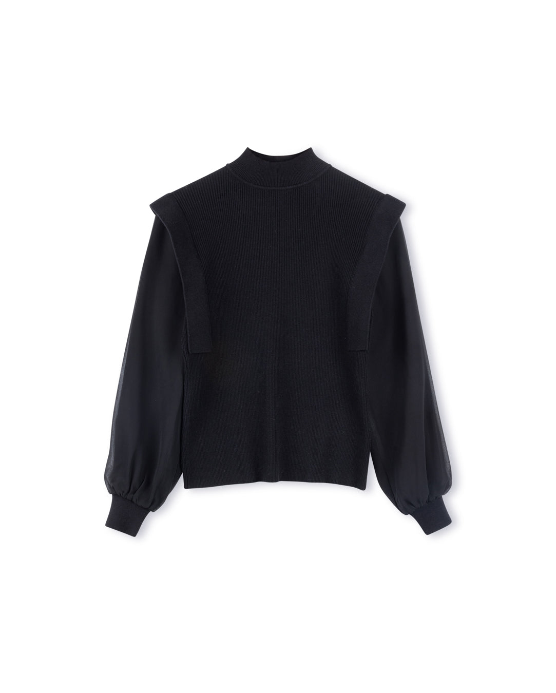 Chiffon Sleeve Detail Knit Top