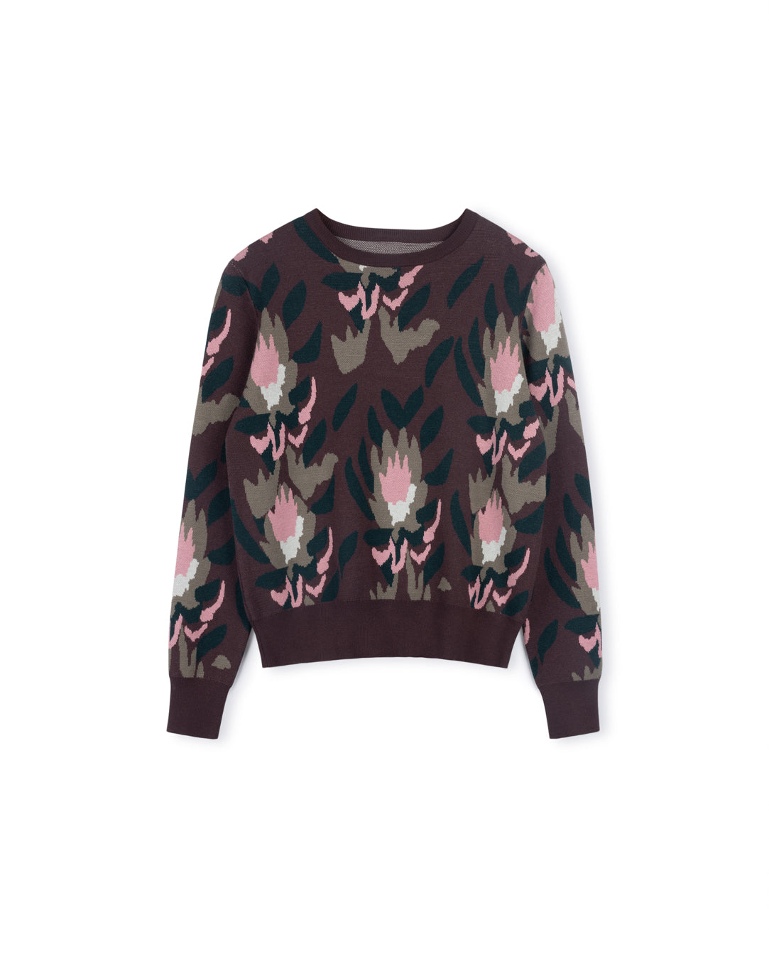 Flower Patterned Knit Sweater