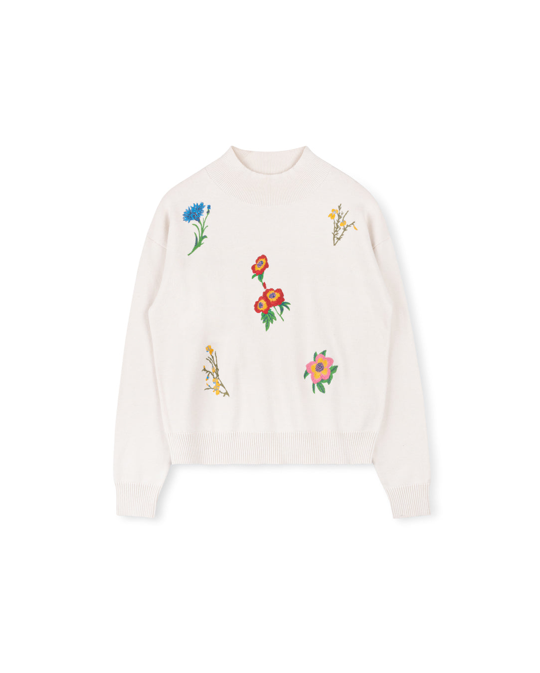 Manor Flower Embroidered Turtleneck