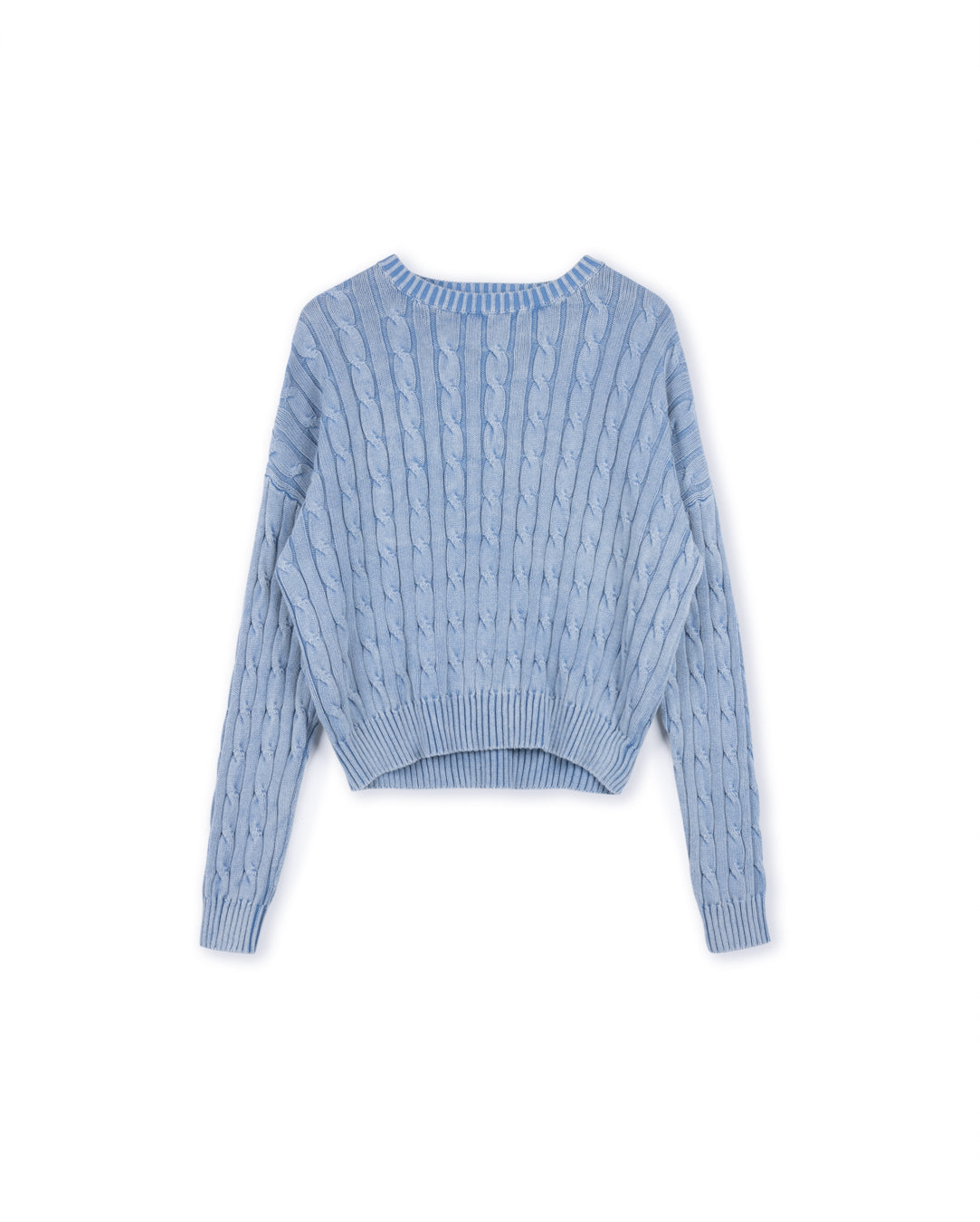 Frayed Edged Cable Knit Washed Top