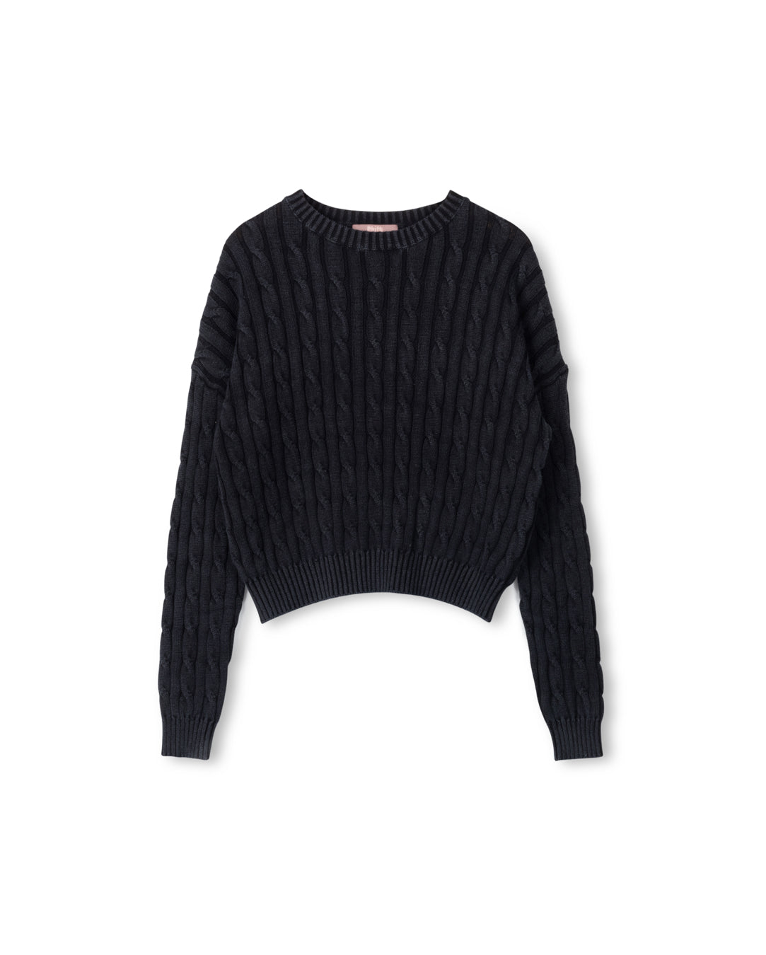 Frayed Edged Cable Knit Washed Top