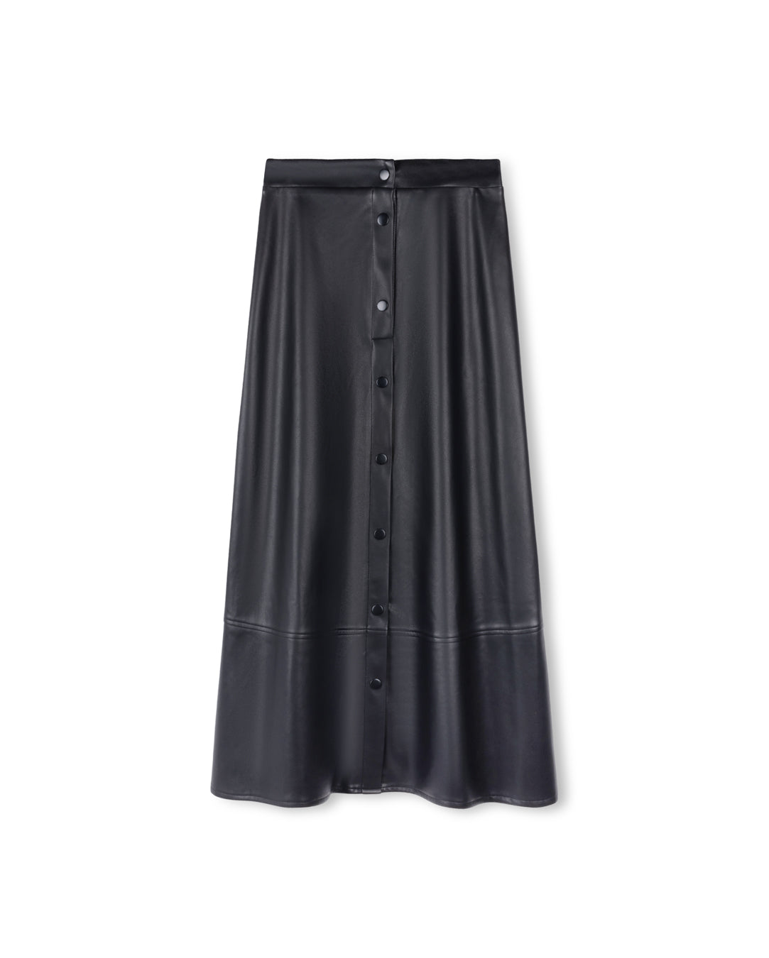 Stretch Leather Buttoned Down Skirt