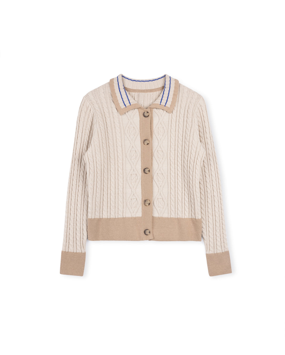 Trimmed Collar Knit Cardigan