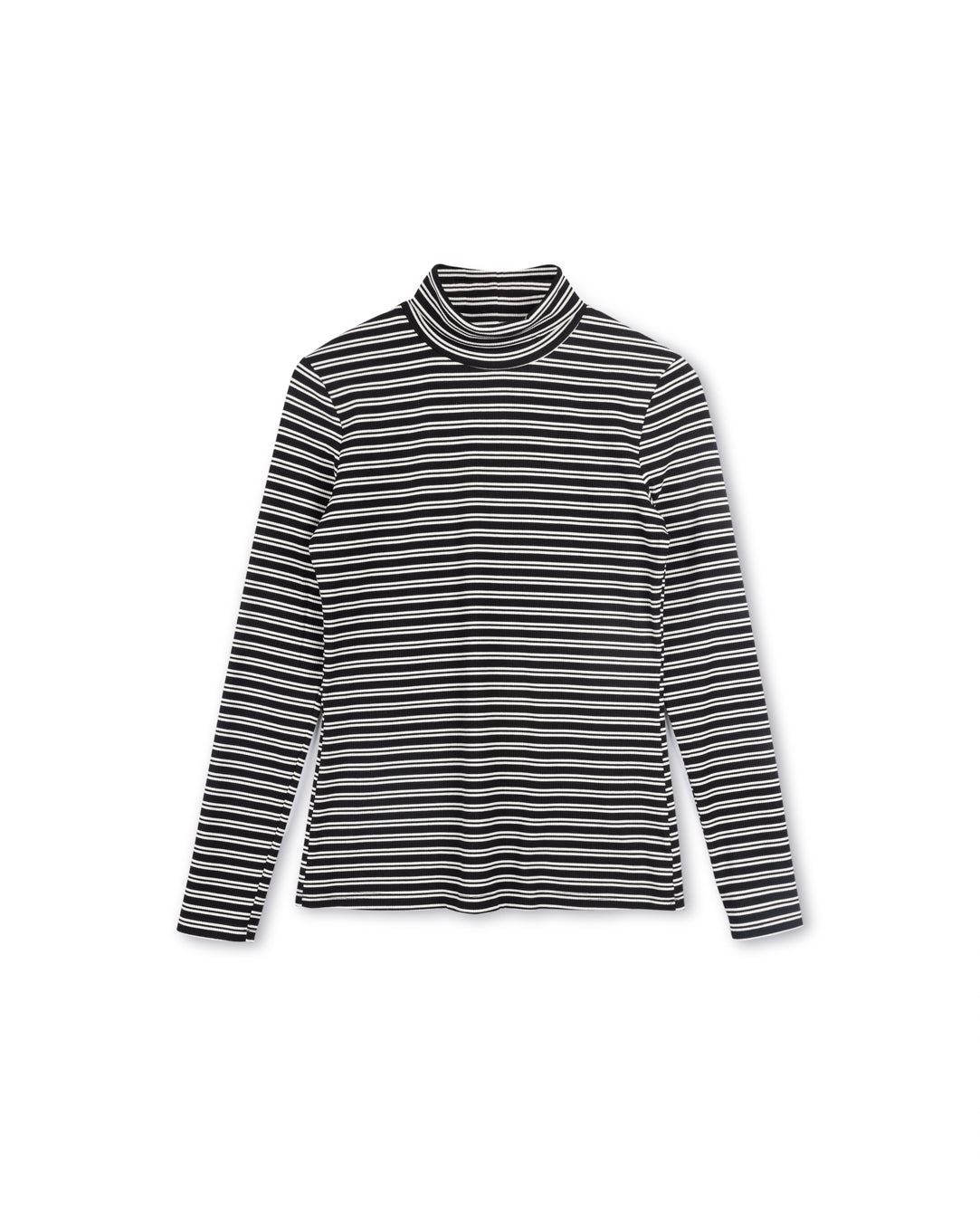 Stripe Jersey Mock Neck T-Shirt